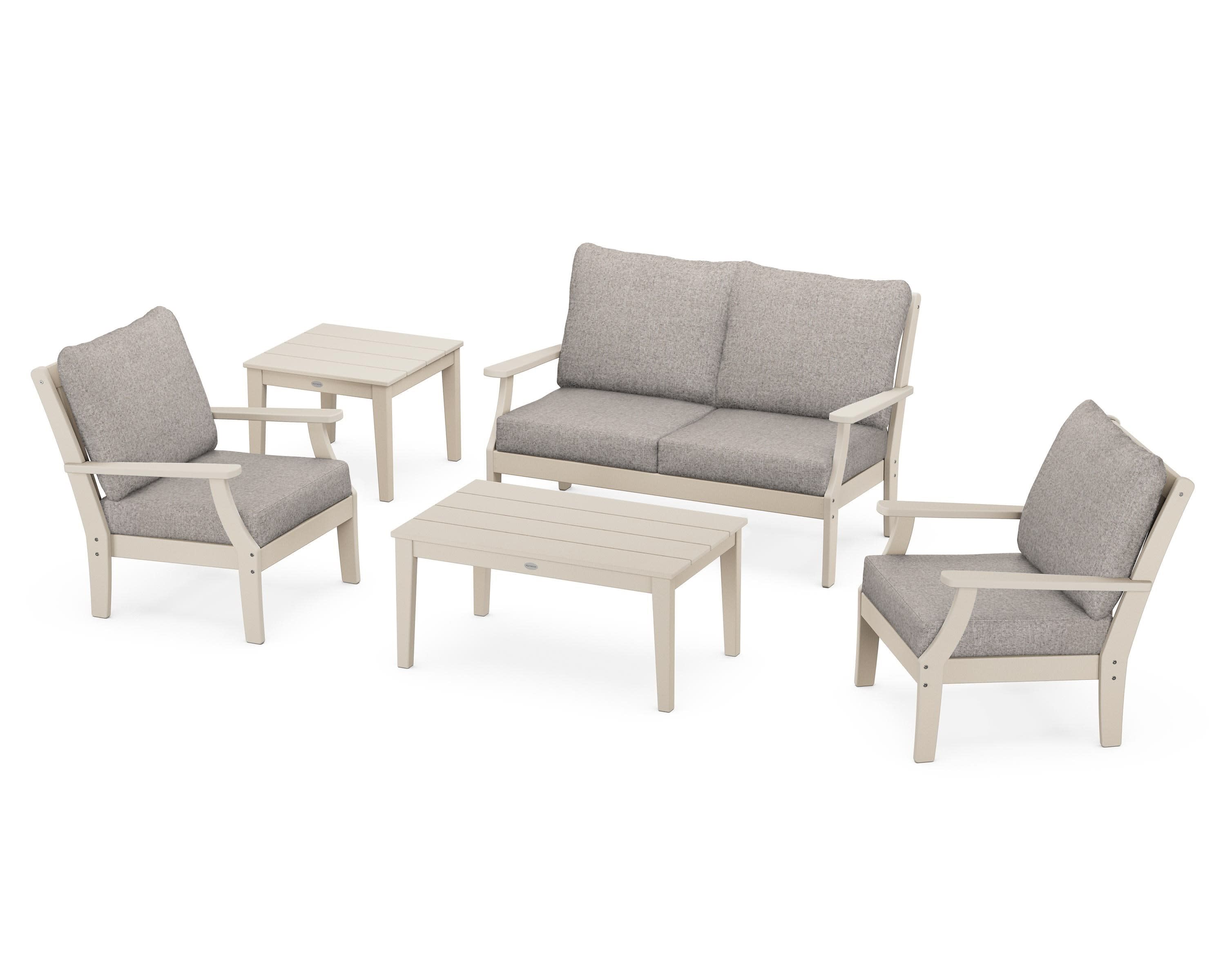 Braxton 5-Piece Deep Seating Set in Sand / Weathered Tweed