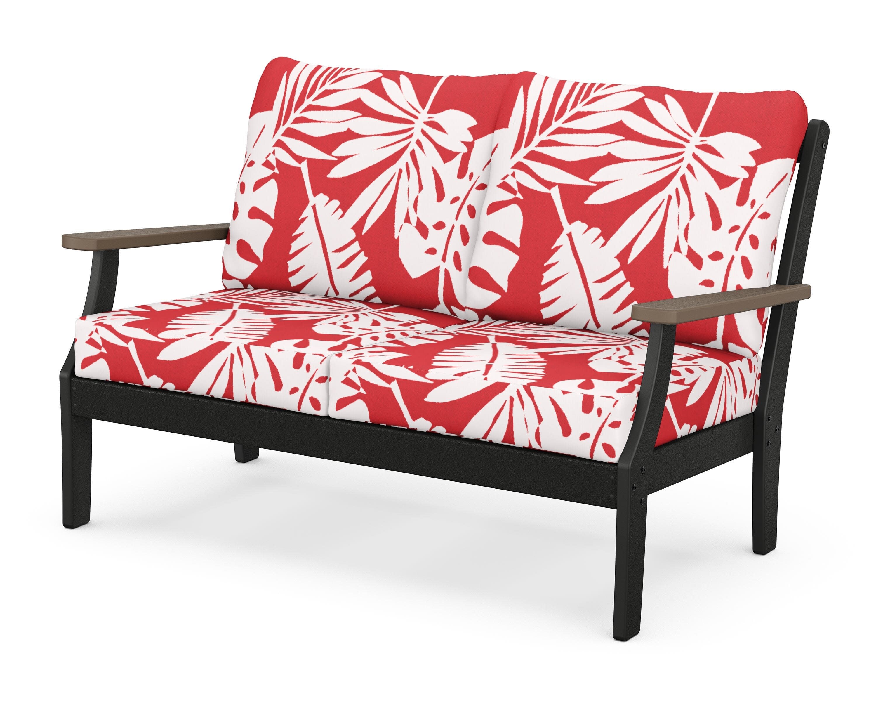 Braxton Deep Seating Loveseat in Black / Kona / Leaf Crimson