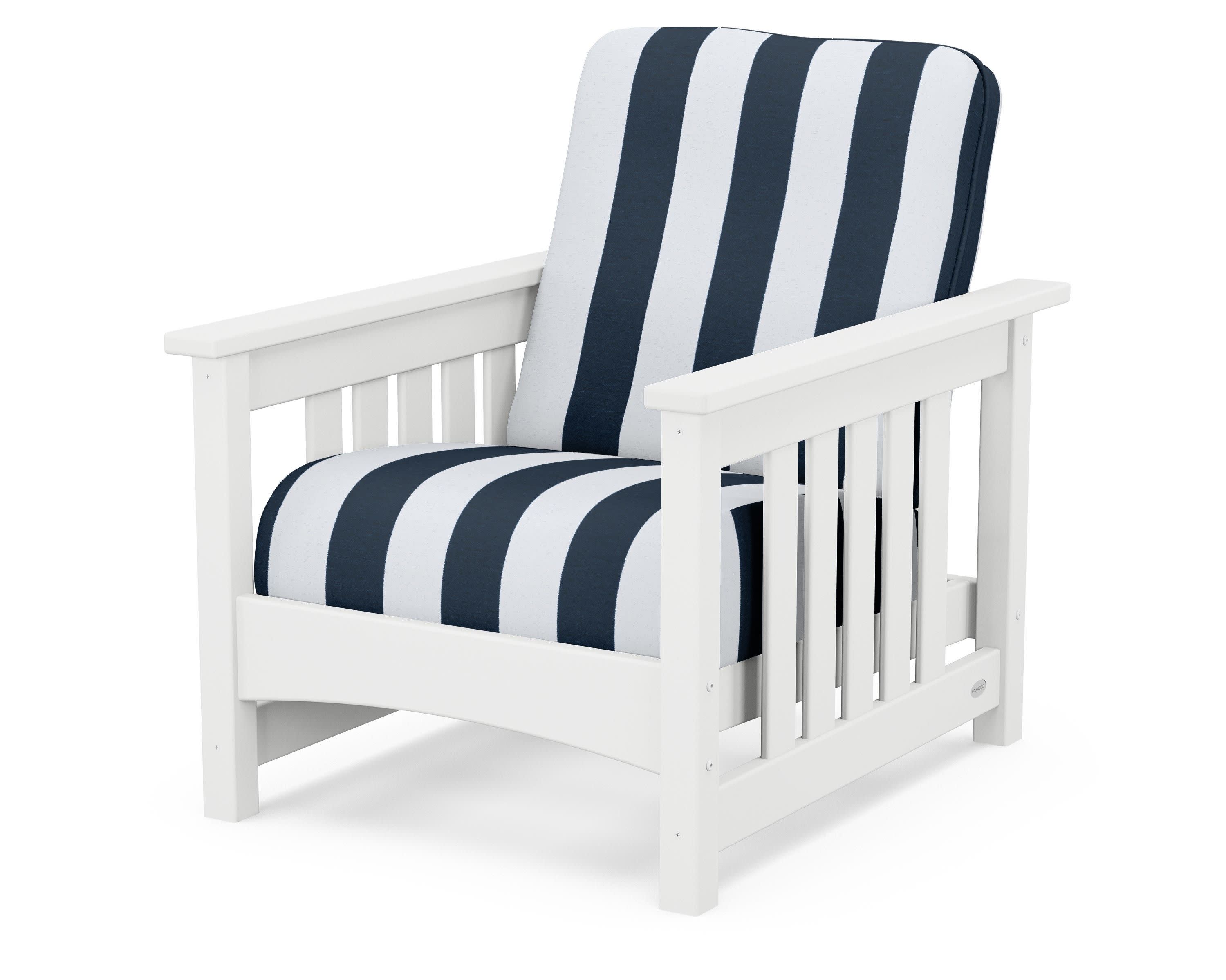 Club Mission Chair in White / Cabana Stripe Marine Indigo