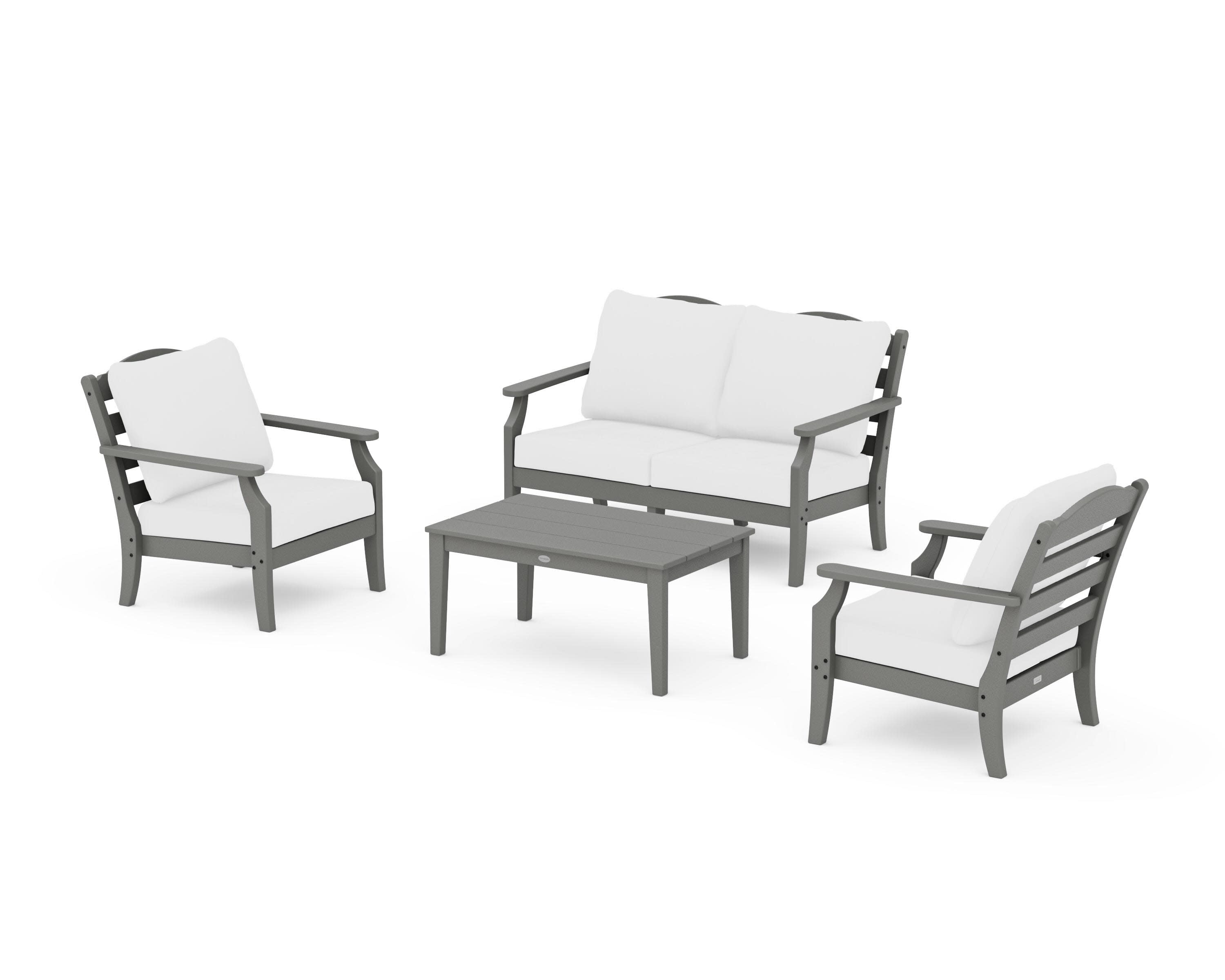 Savannah 4-Piece Deep Seating Set with Loveseat in Slate Grey / Natural
