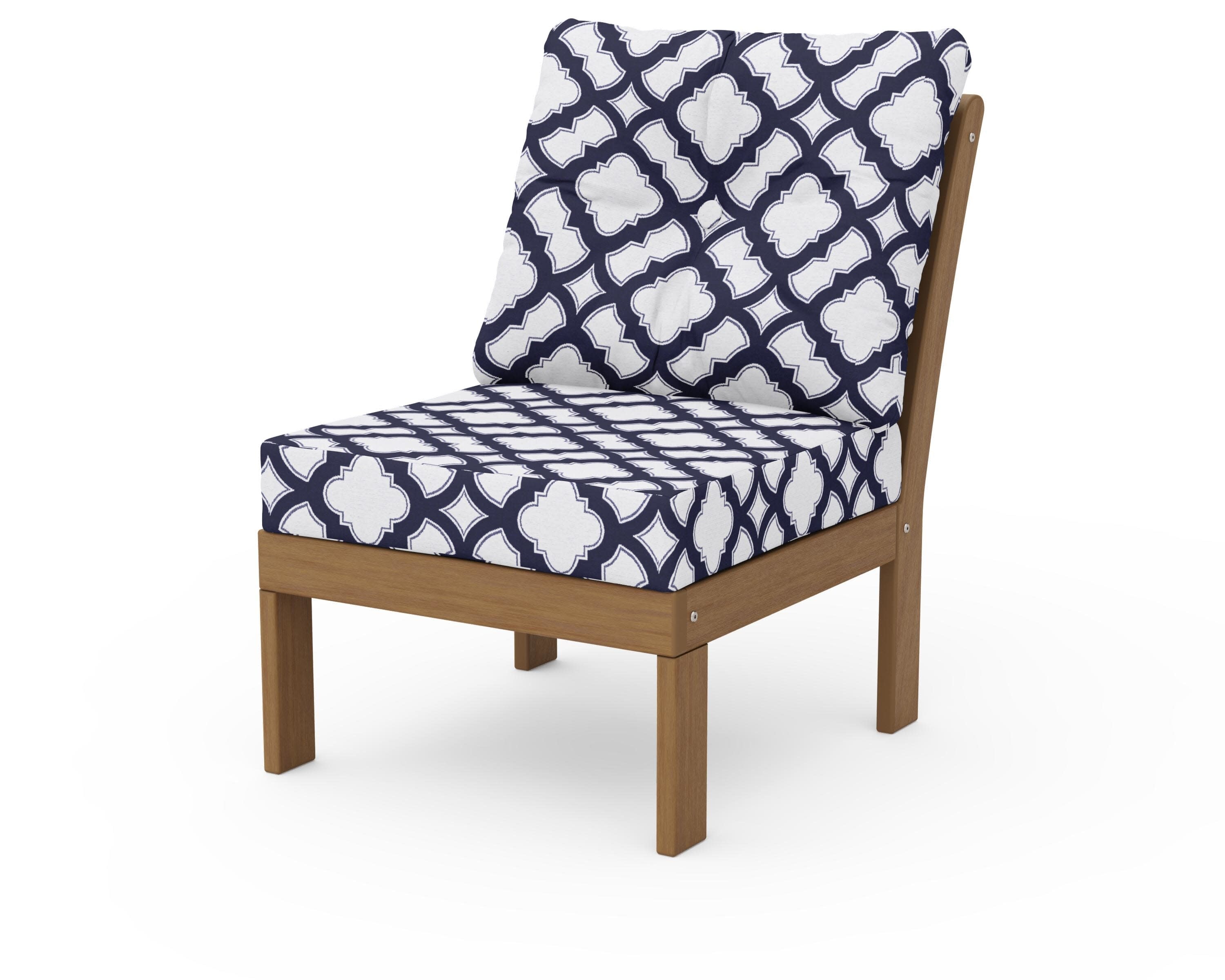 Vineyard Modular Armless Chair in Natural / Trellis Navy