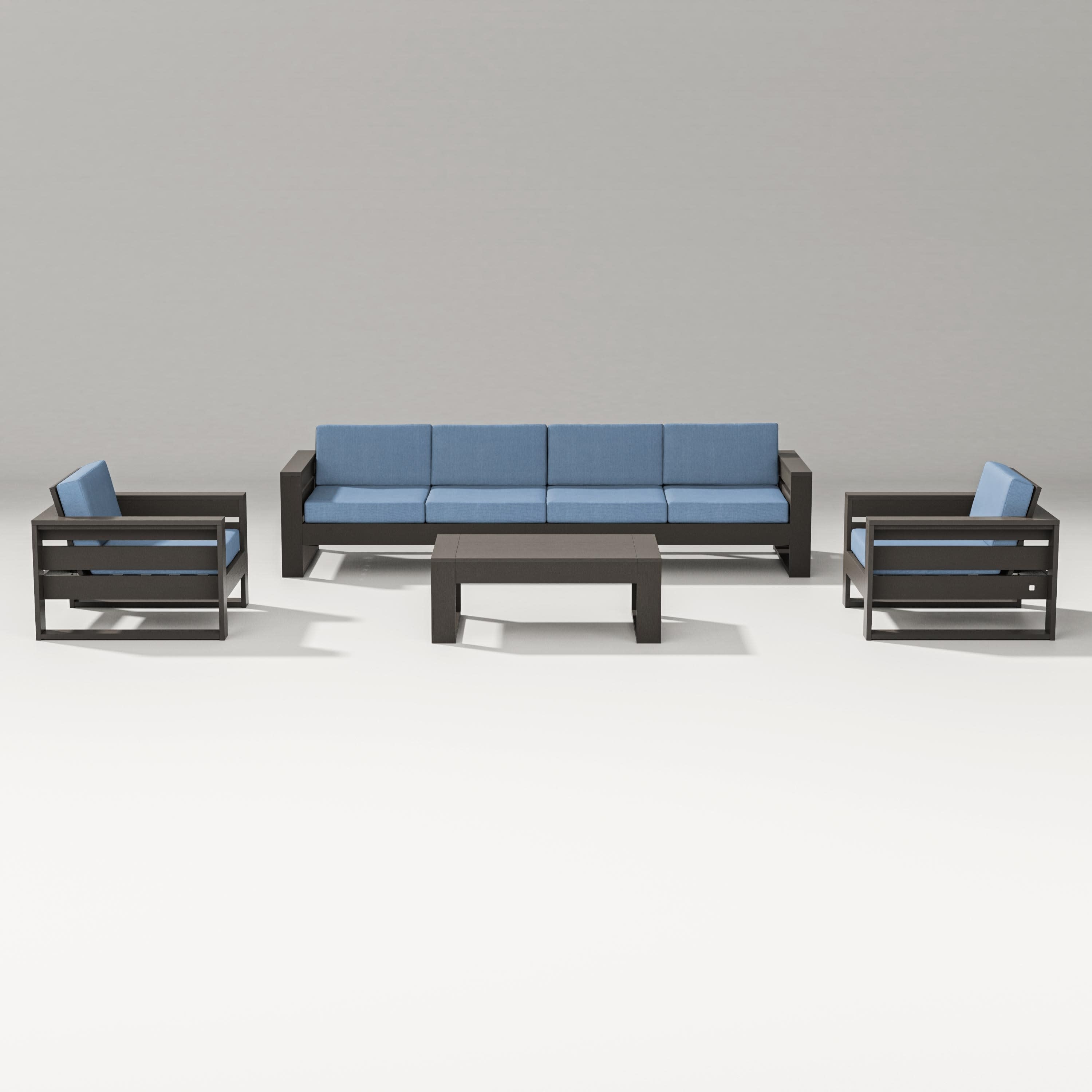 Latitude 5-Piece Lounge Sofa Set in Vintage Coffee / Sky Blue