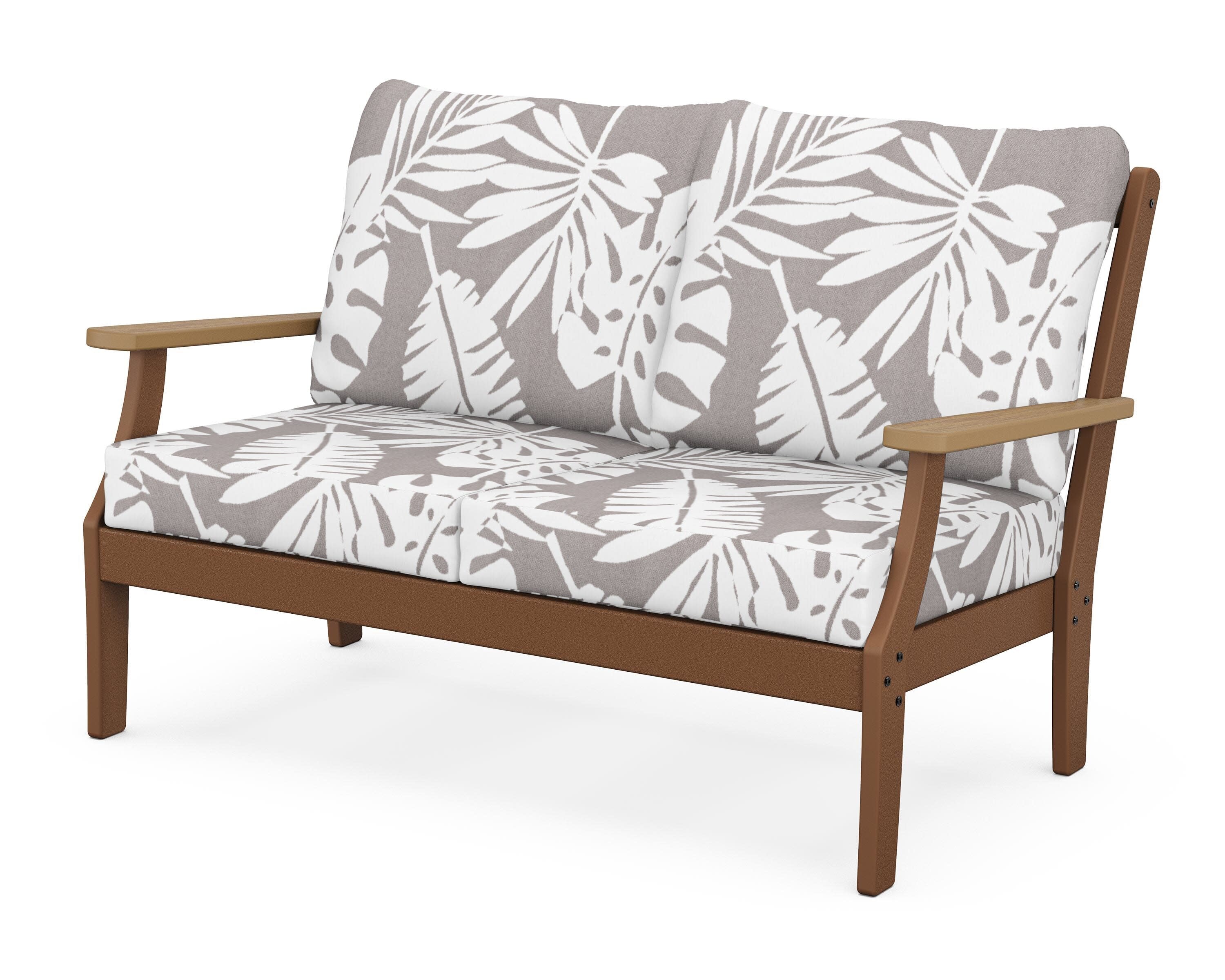 Braxton Deep Seating Loveseat in Teak / Natural / Leaf Grey Mist