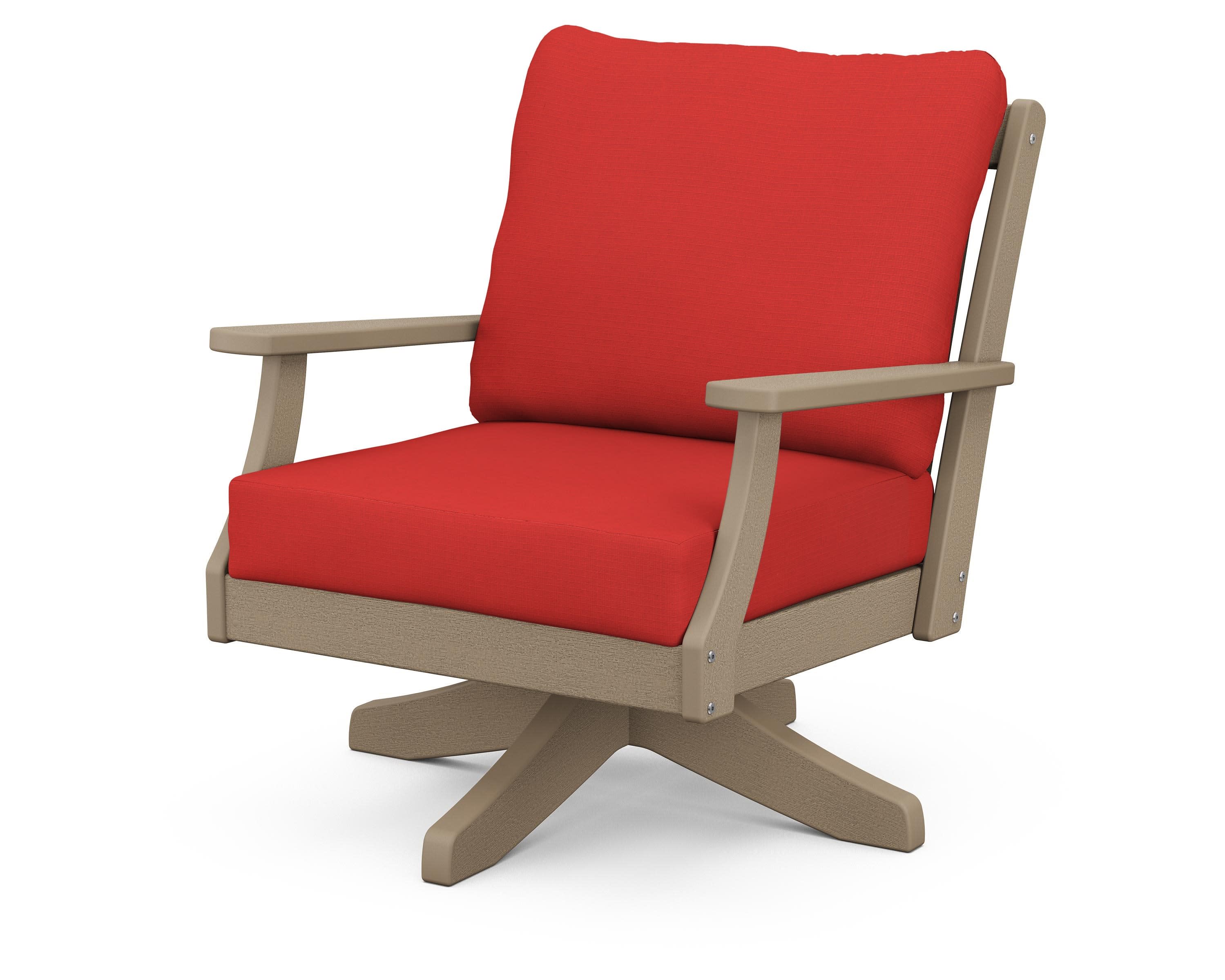 Braxton Deep Seating Swivel Chair in Vintage Sahara / Crimson Linen