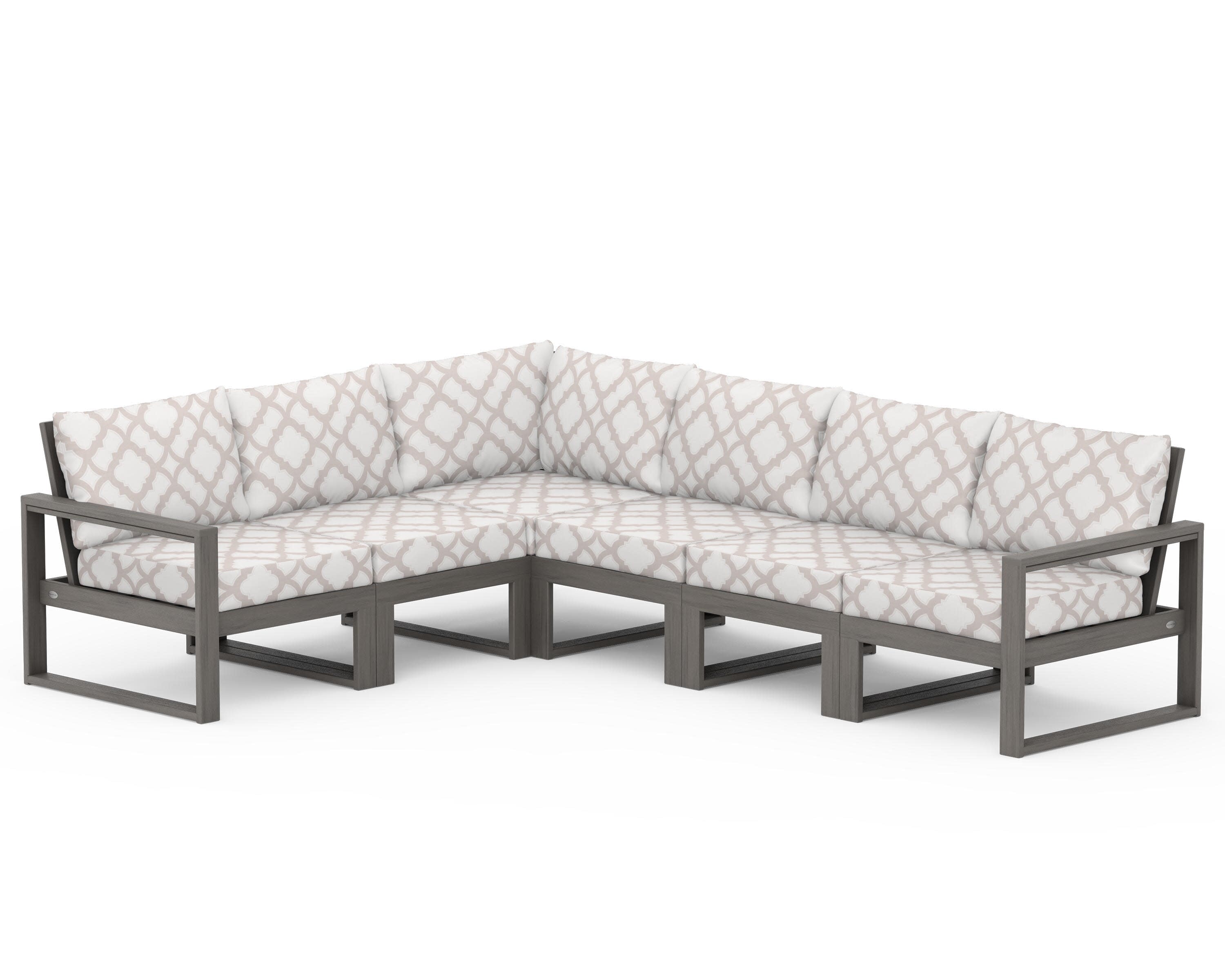 EDGE 6-Piece Modular Deep Seating Set in Driftwood / Trellis Dune Burlap