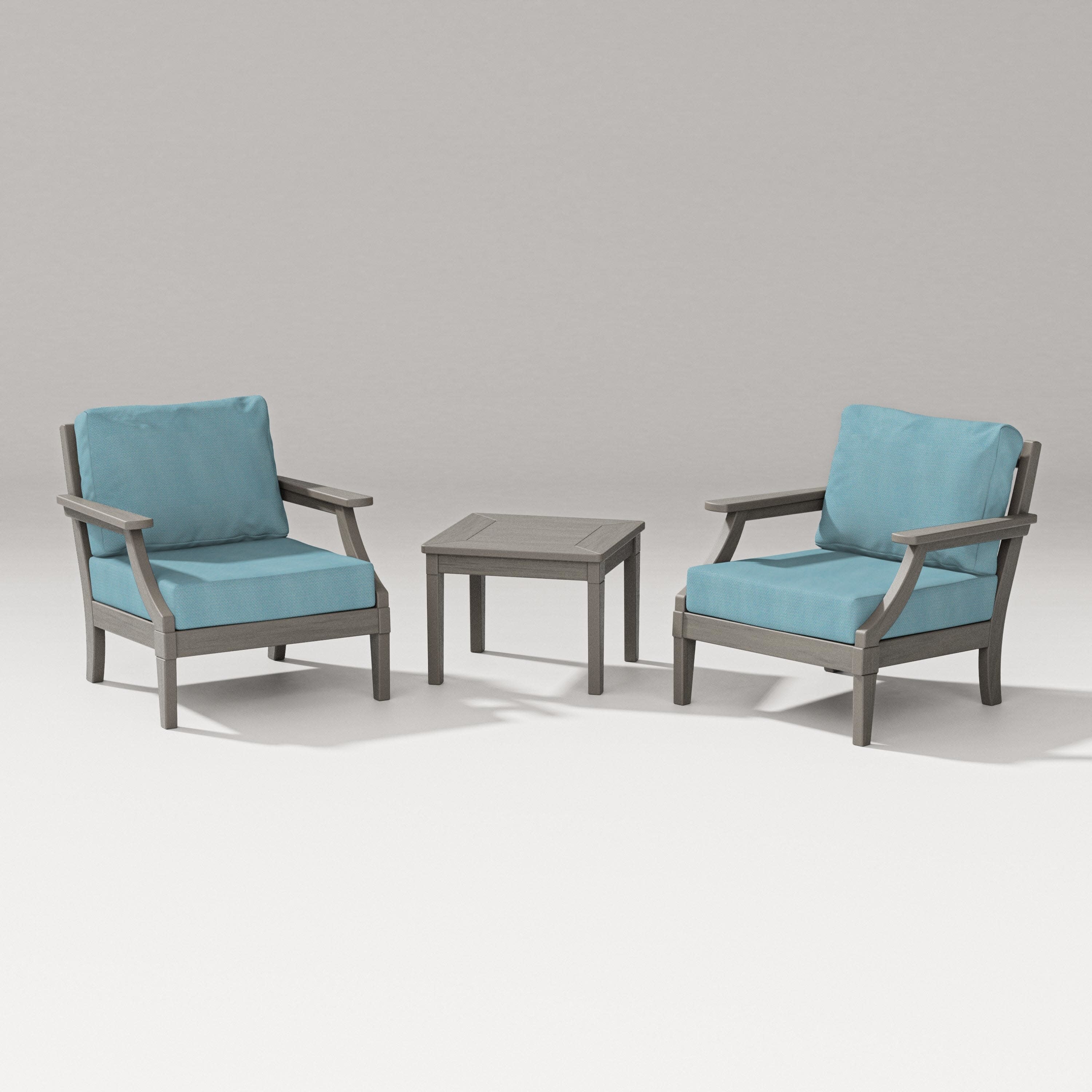 Estate 3-Piece Lounge Chair Set in Driftwood / Lattice Sky Blue