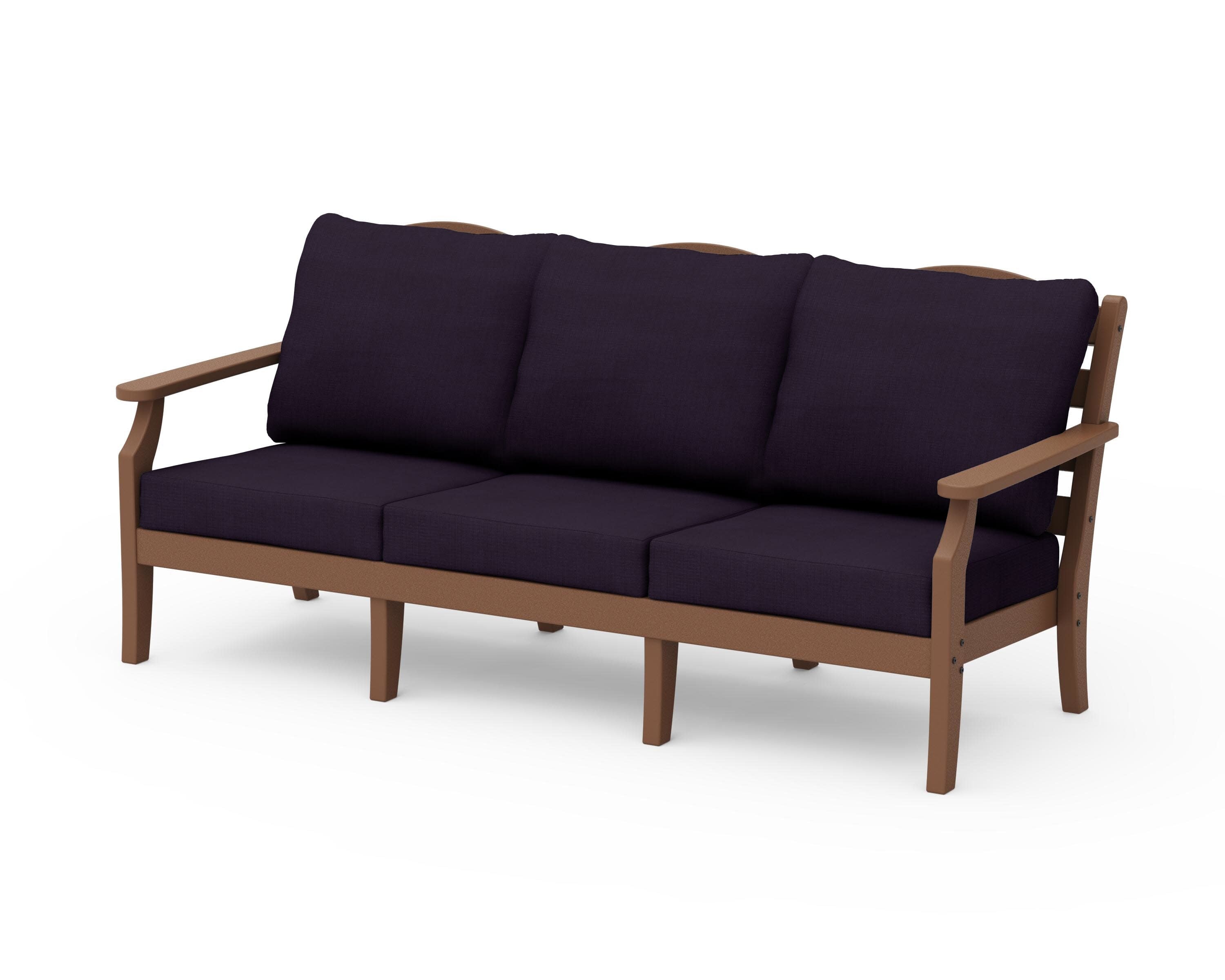 Savannah Deep Seating Sofa in Teak / Navy Linen