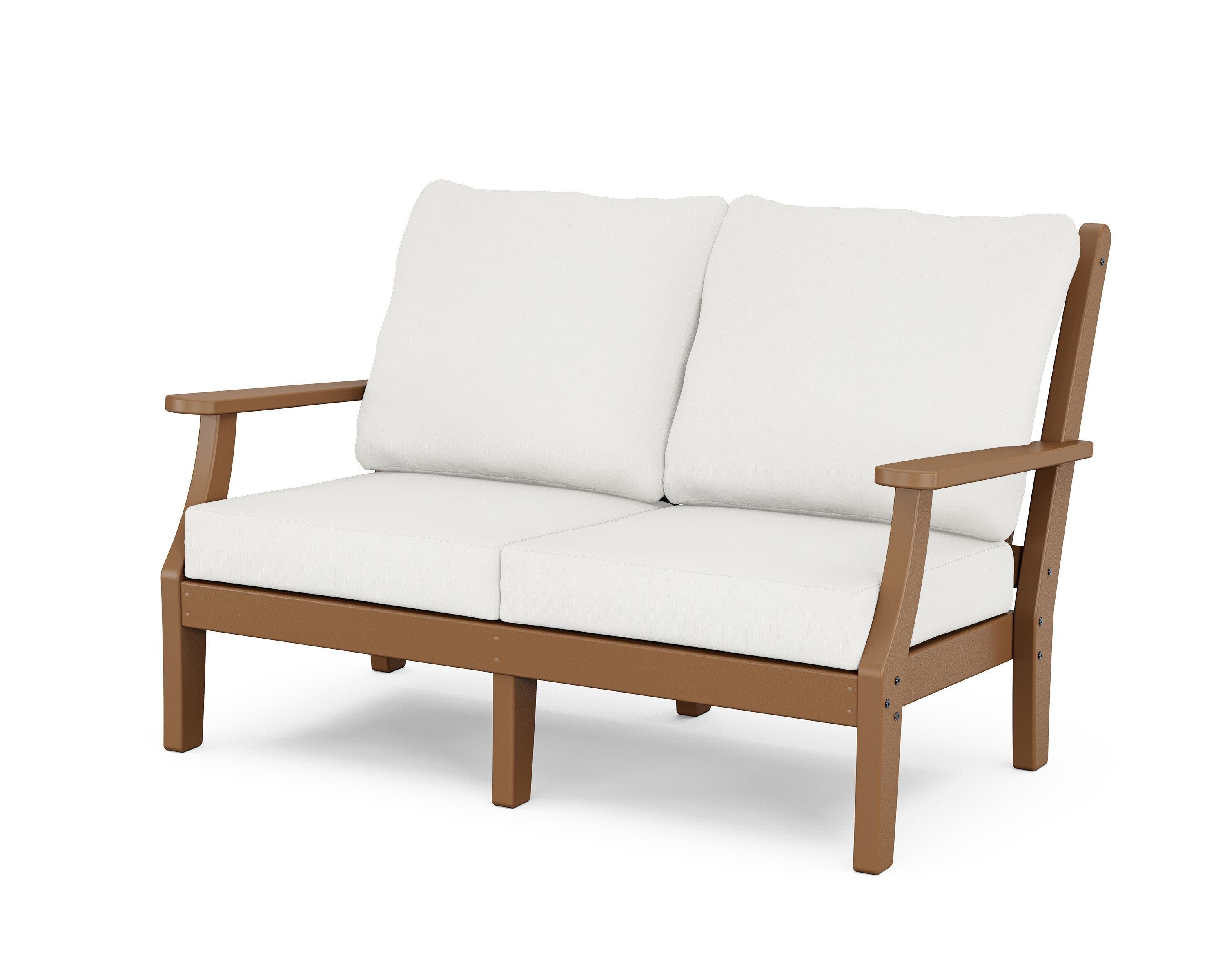 Wovendale Deep Seating Loveseat in Teak / Natural Linen