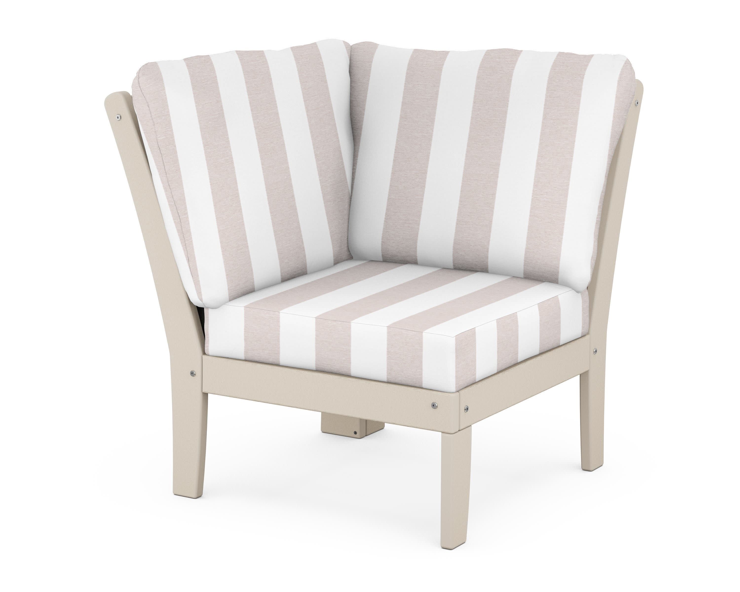 Braxton Modular Corner Chair in Sand / Cabana Stripe Dune Burlap