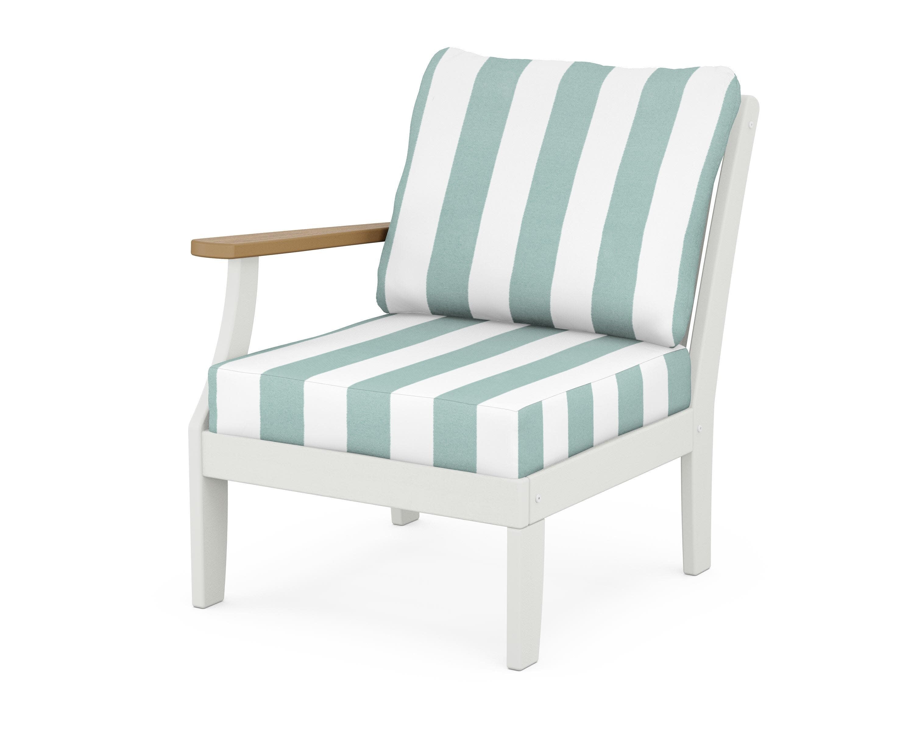 Braxton Modular Left Arm Chair in White / Natural / Cabana Stripe Glacier Spa