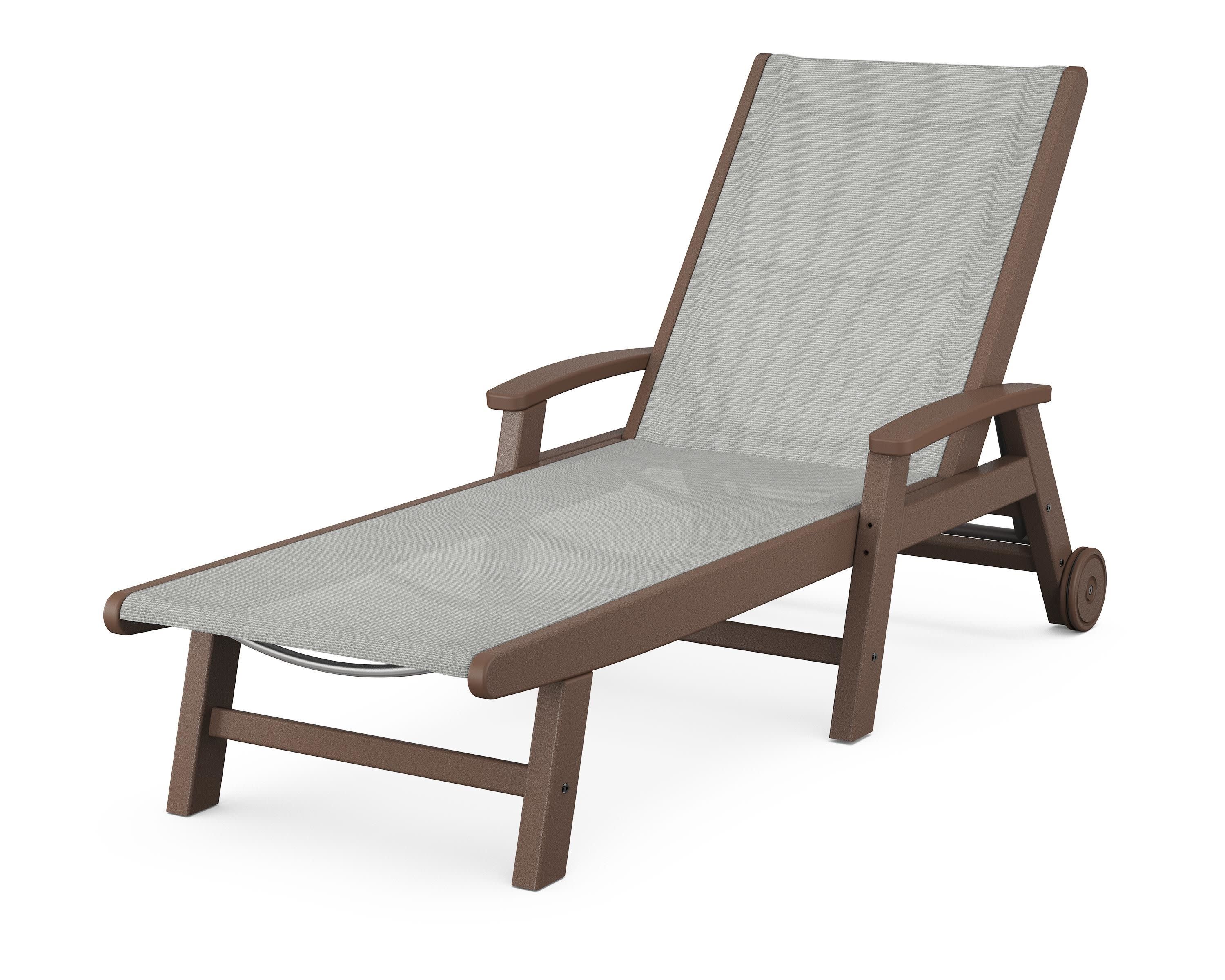 Coastal Chaise with Wheels in Mahogany / Metallic Sling