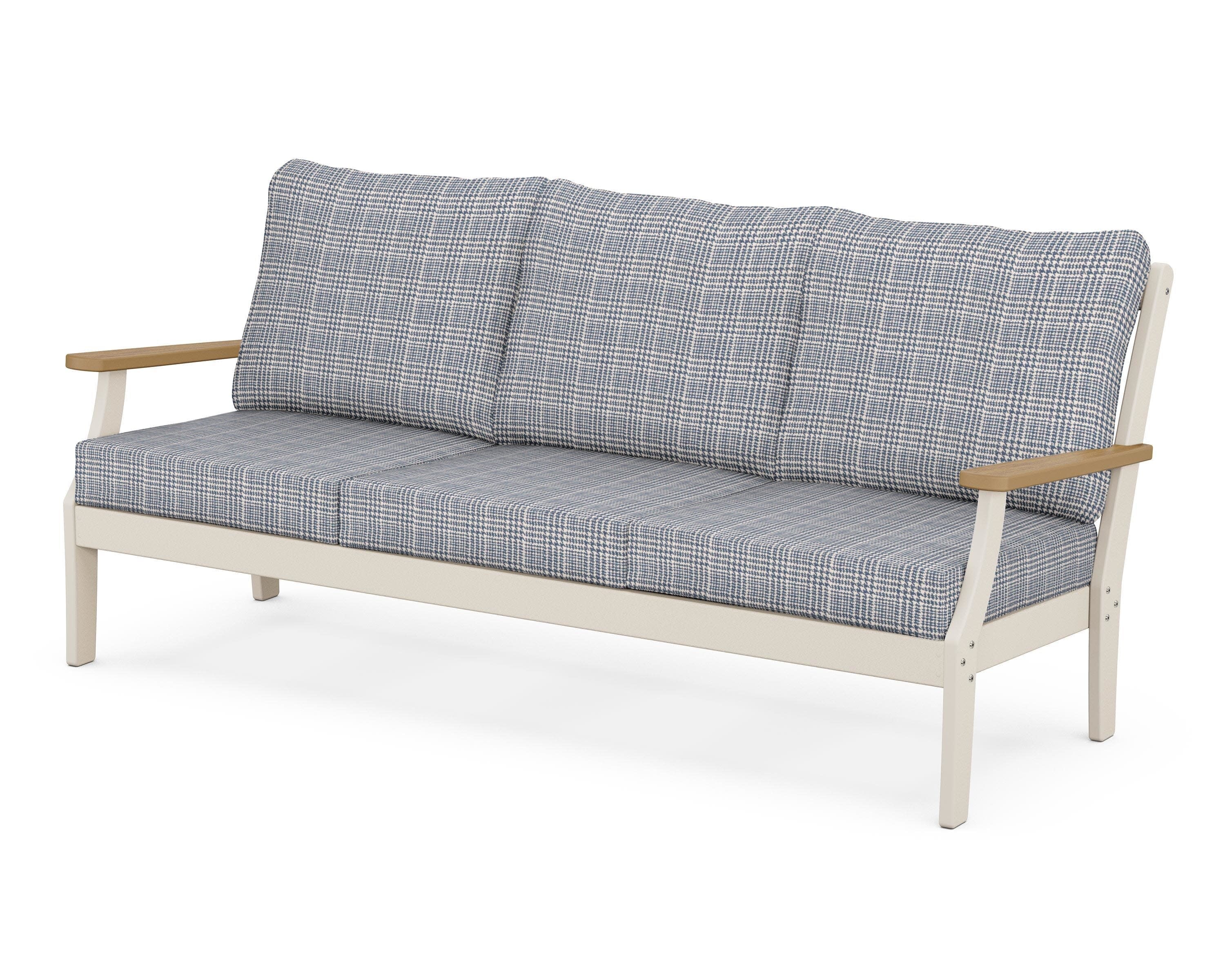 Braxton Deep Seating Sofa in Sand / Natural / Houndstooth Sky Blue