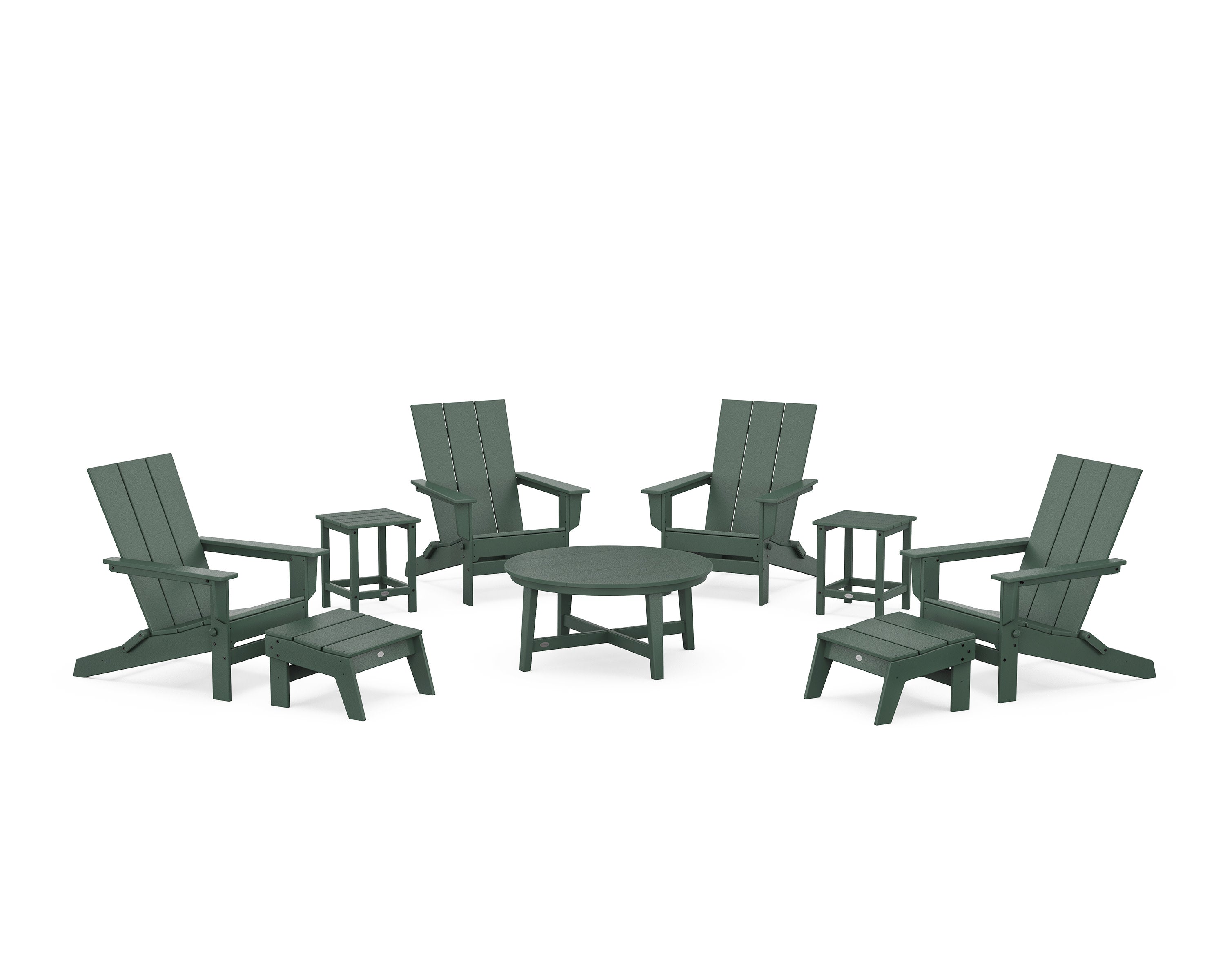 Modern Studio Folding Adirondack 9-Piece Conversation Set in Green