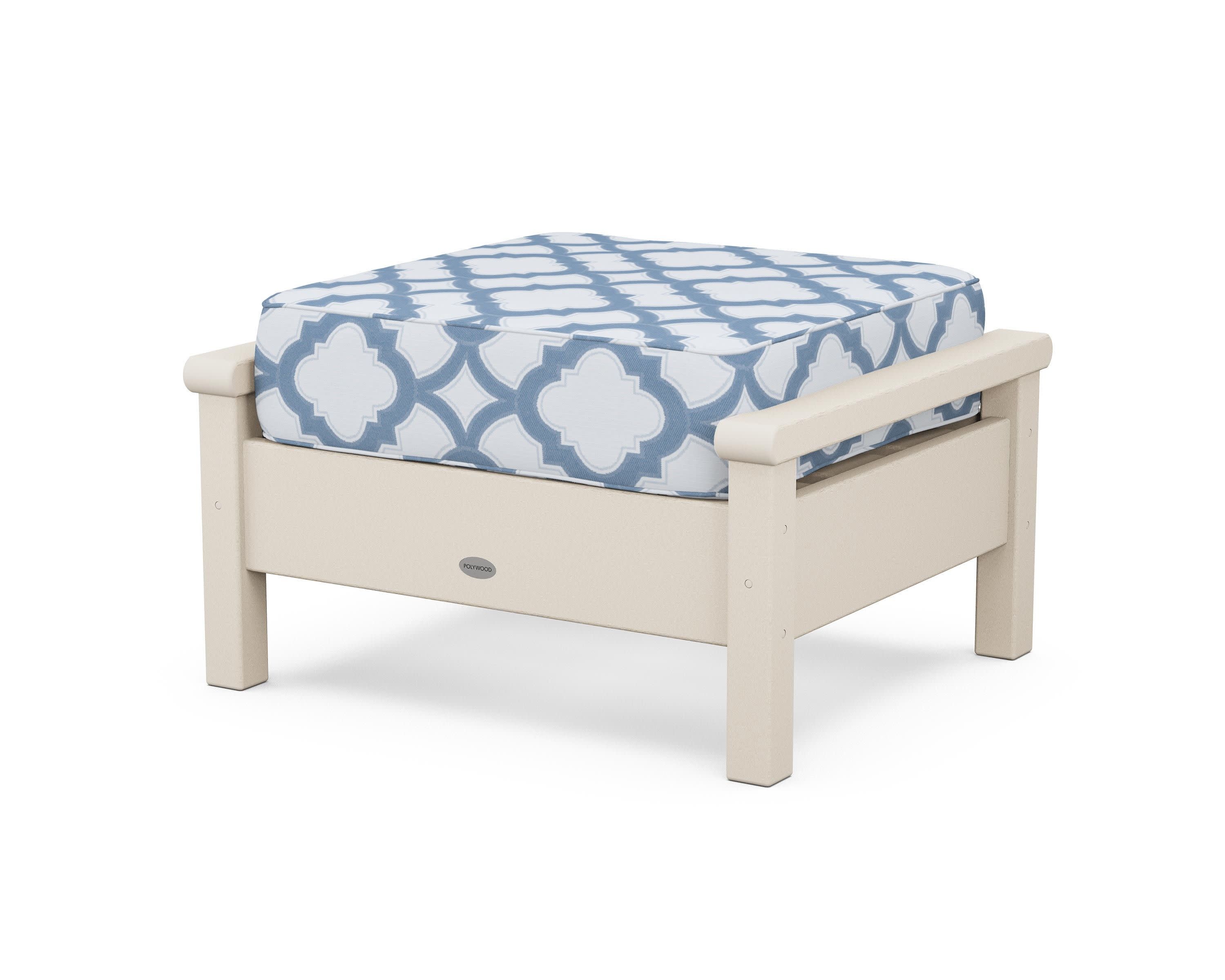 Harbour Deep Seating Ottoman in Sand / Trellis Sky Blue