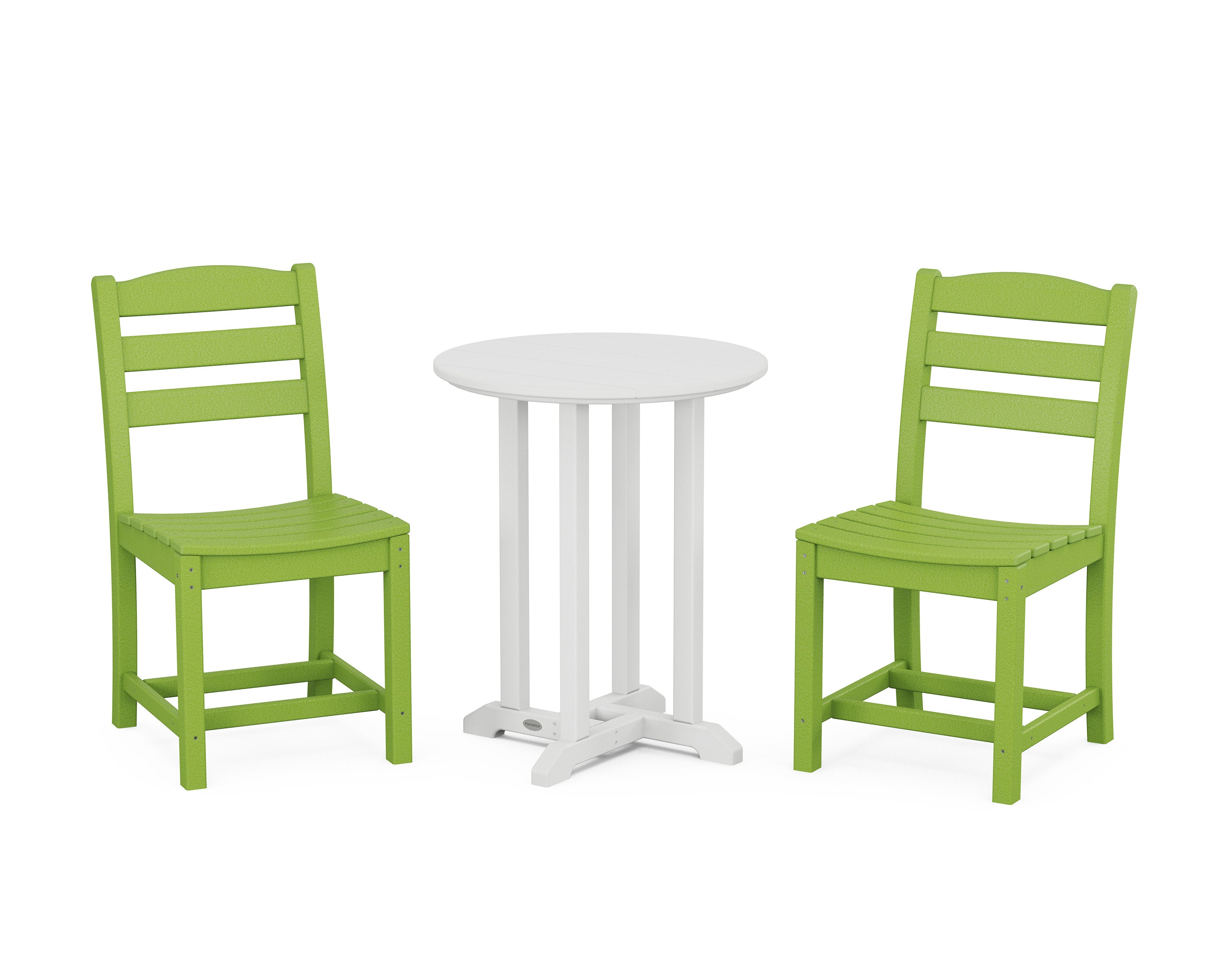 La Casa Caf Side Chair 3-Piece Round Bistro Dining Set in Lime / White