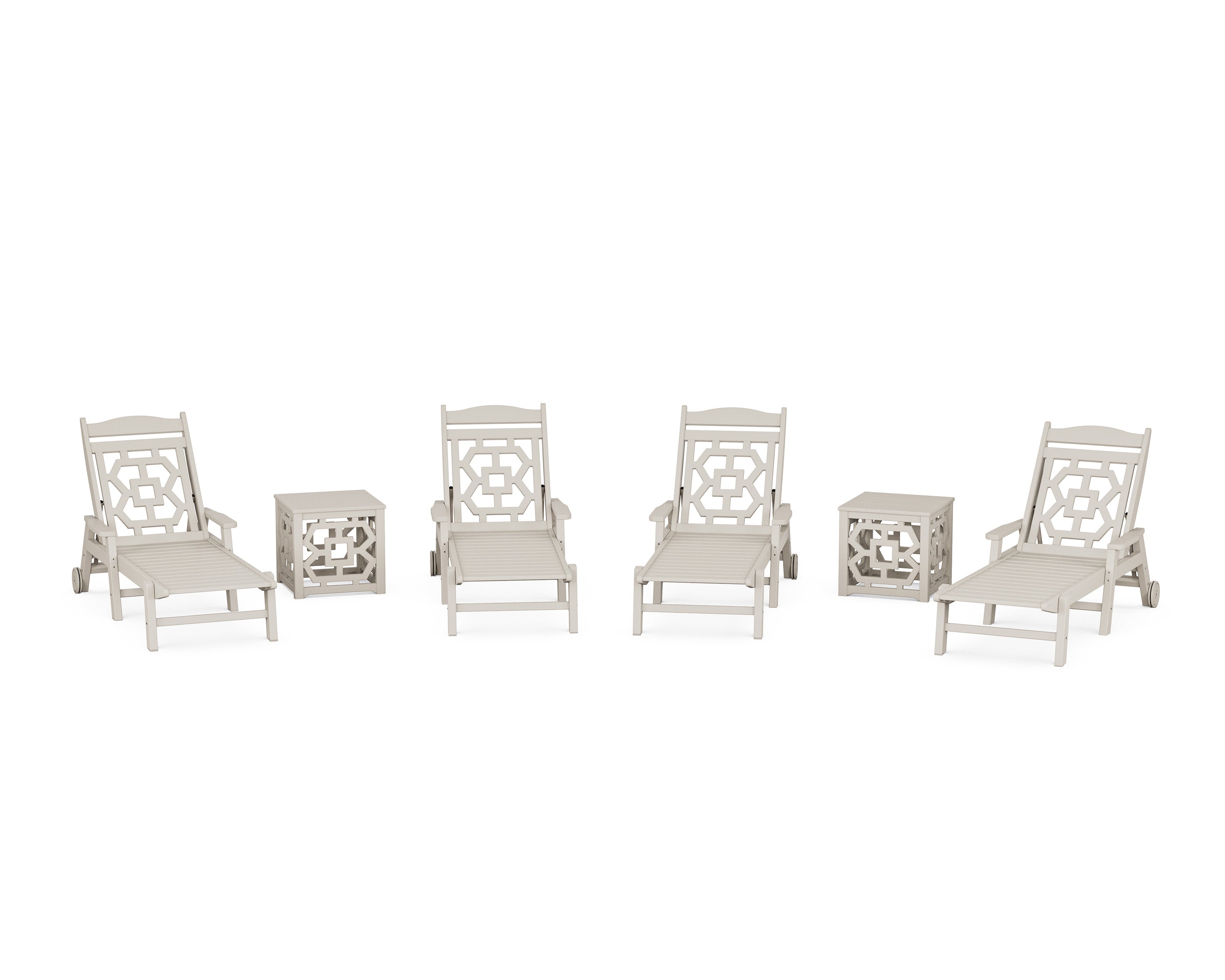 Chinoiserie 6-Piece Chaise Set in Sand