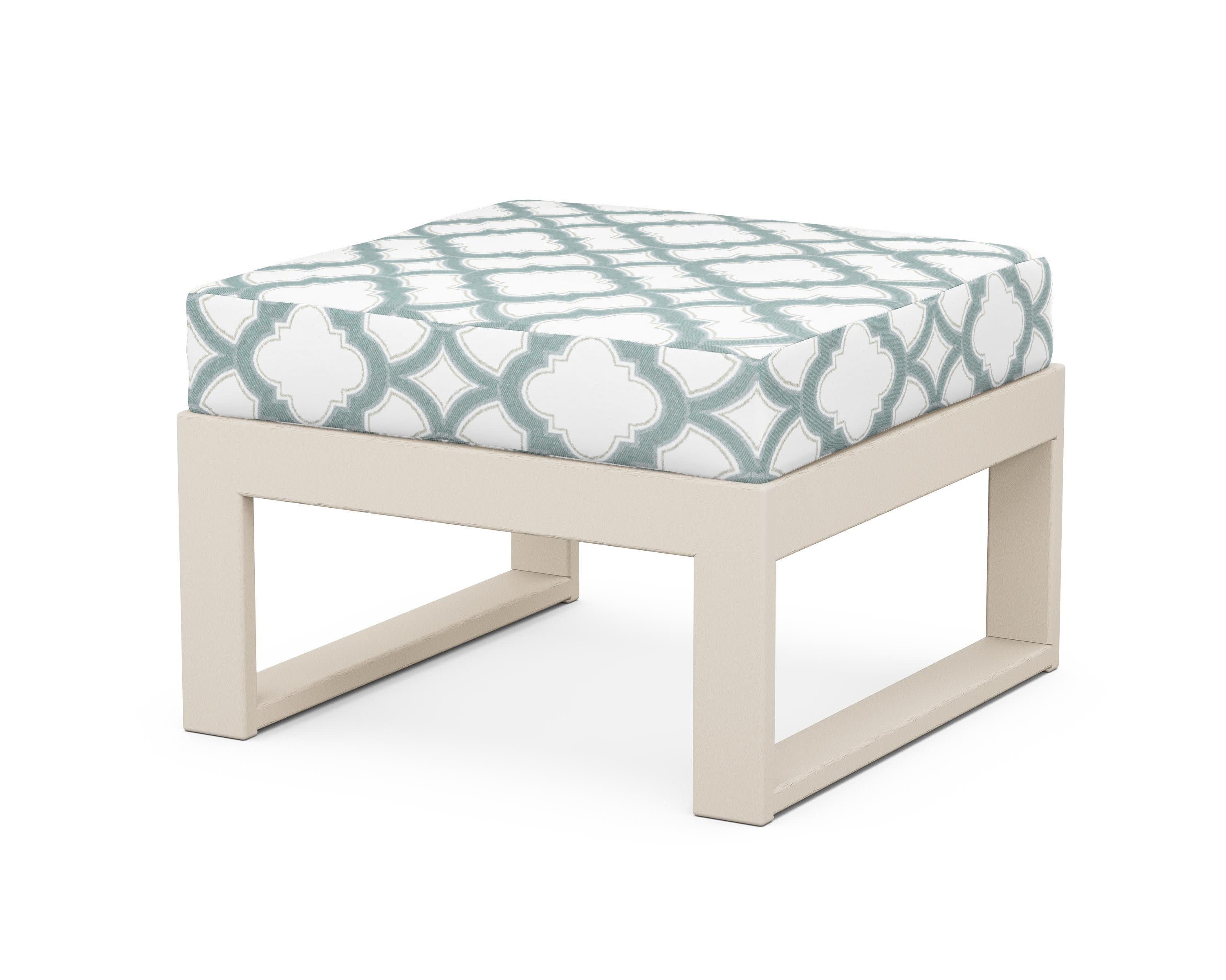 Modular Ottoman - Modern in Sand / Trellis Glacier Spa