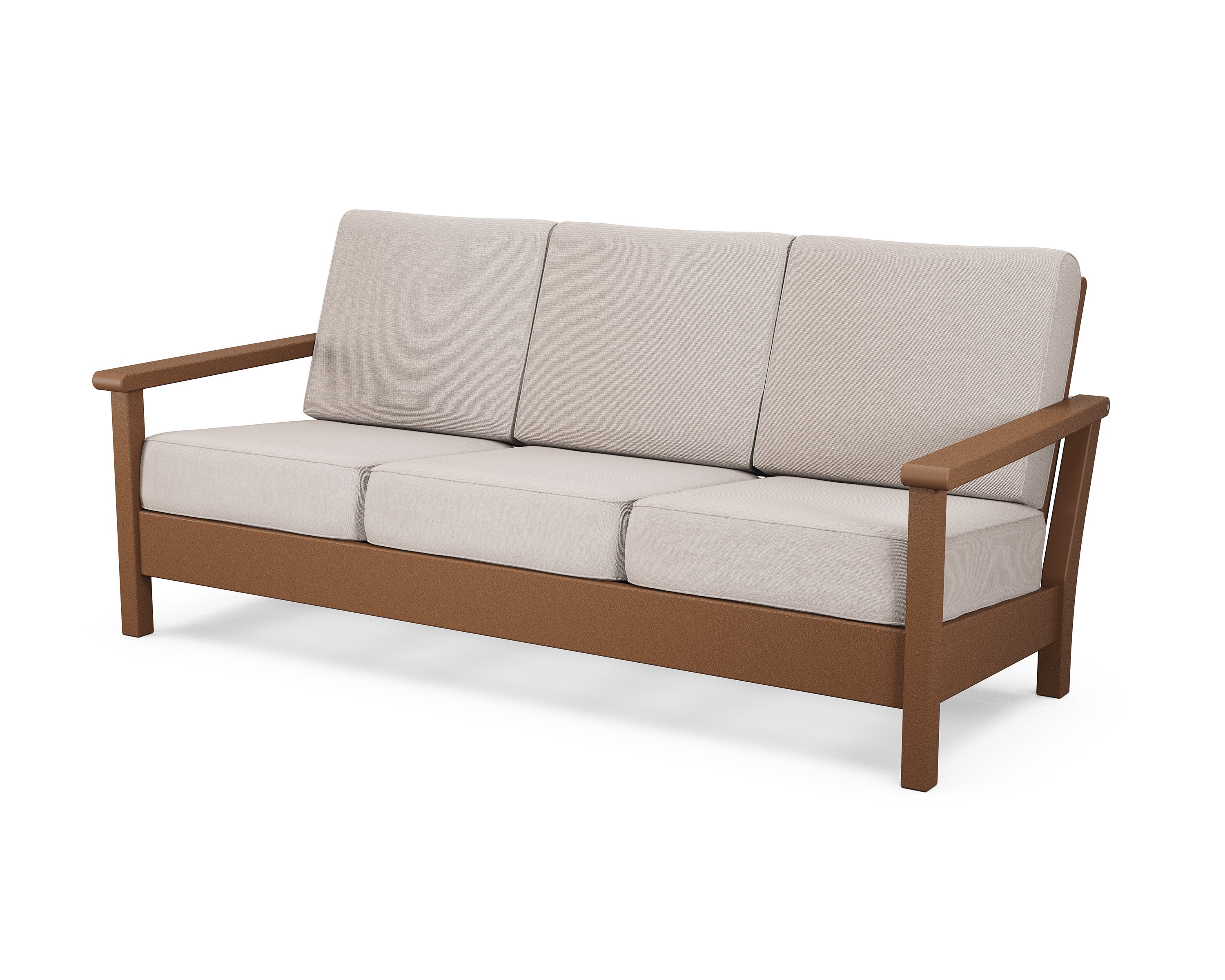Harbour Deep Seating Sofa in Teak / Dune Burlap