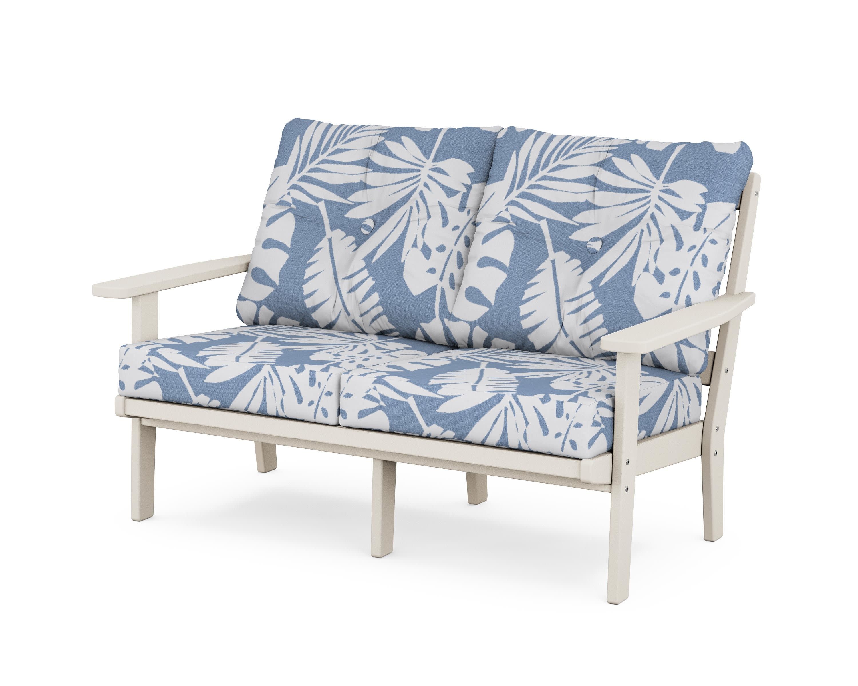 Oxford Deep SeatingLoveseat in Sand / Leaf Sky Blue