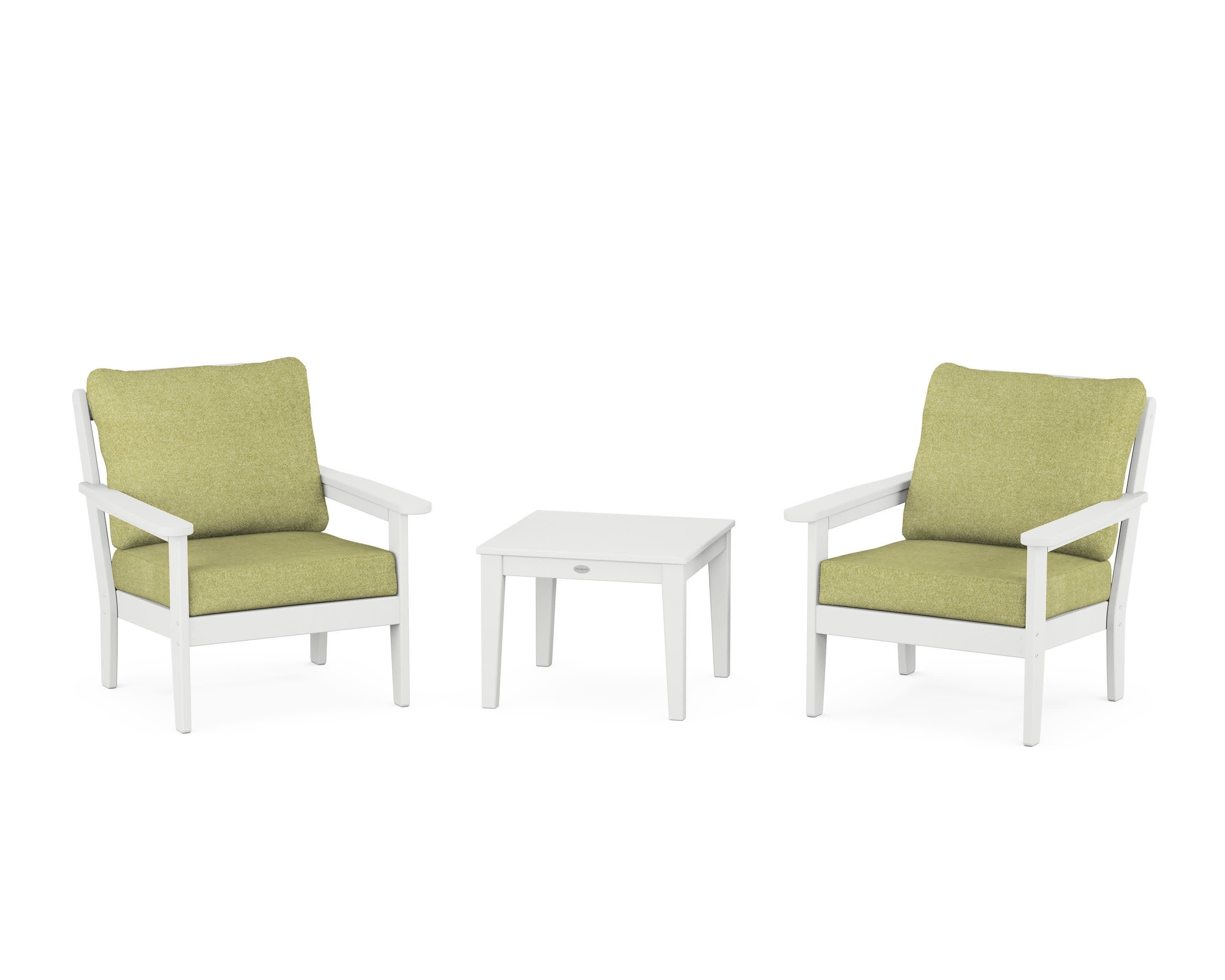 Cottage 3-Piece Deep Seating Set in White / Chartreuse Boucle