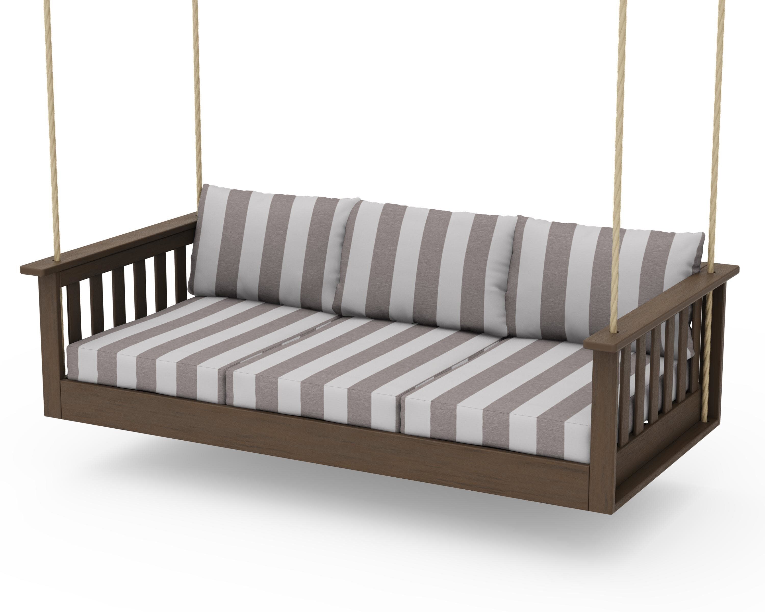 Vineyard Daybed Swing in Kona / Cabana Stripe Grey Mist
