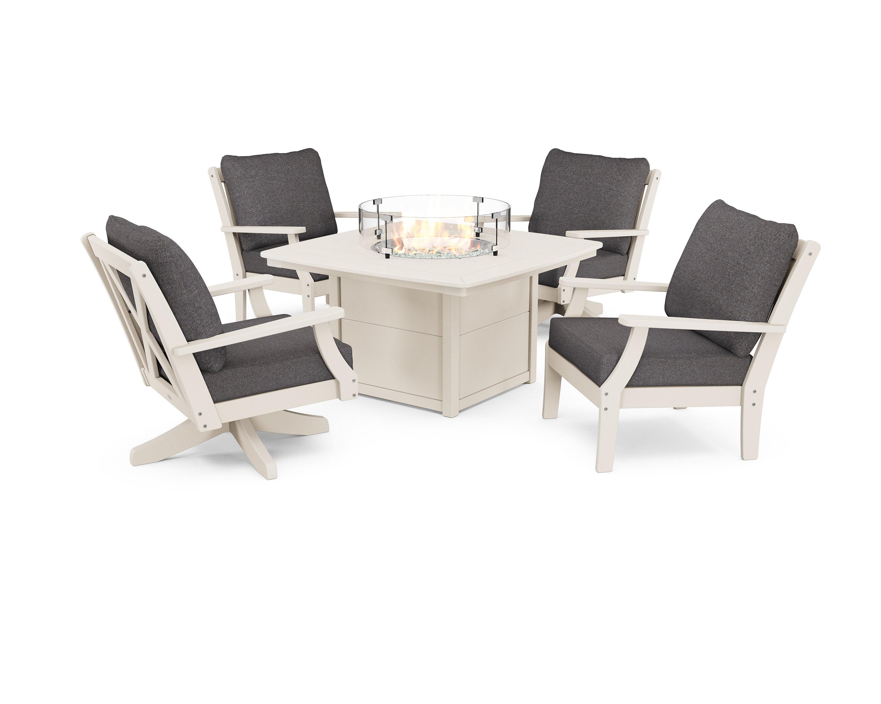 Braxton 5-Piece Deep Seating Set with Fire Table in Sand / Ash Charcoal