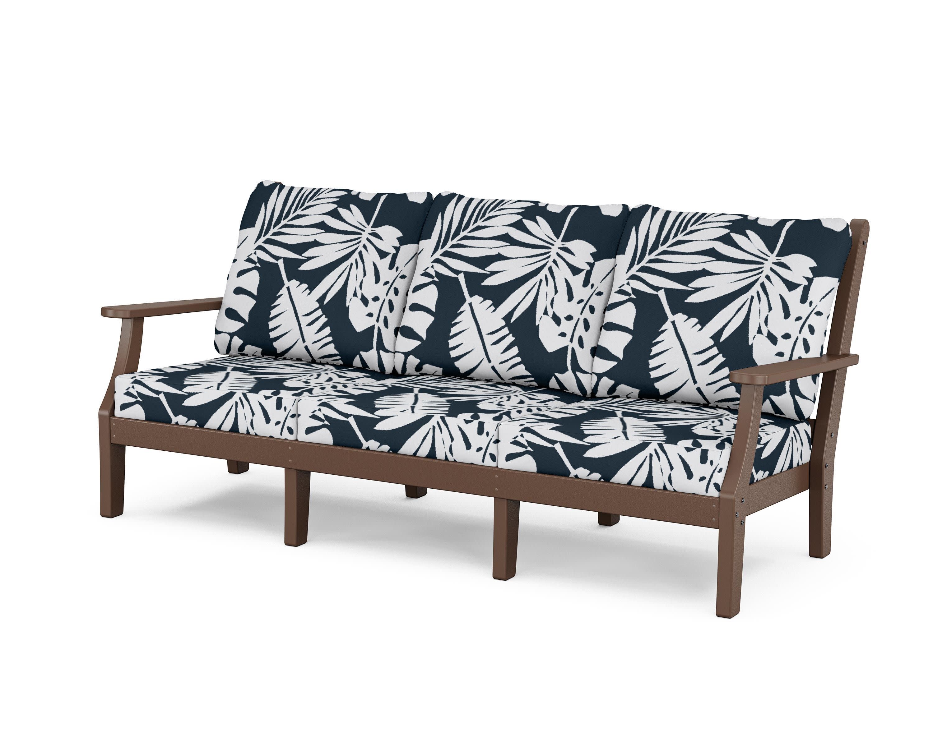 Wovendale Deep Seating Sofa in Mahogany / Leaf Marine Indigo