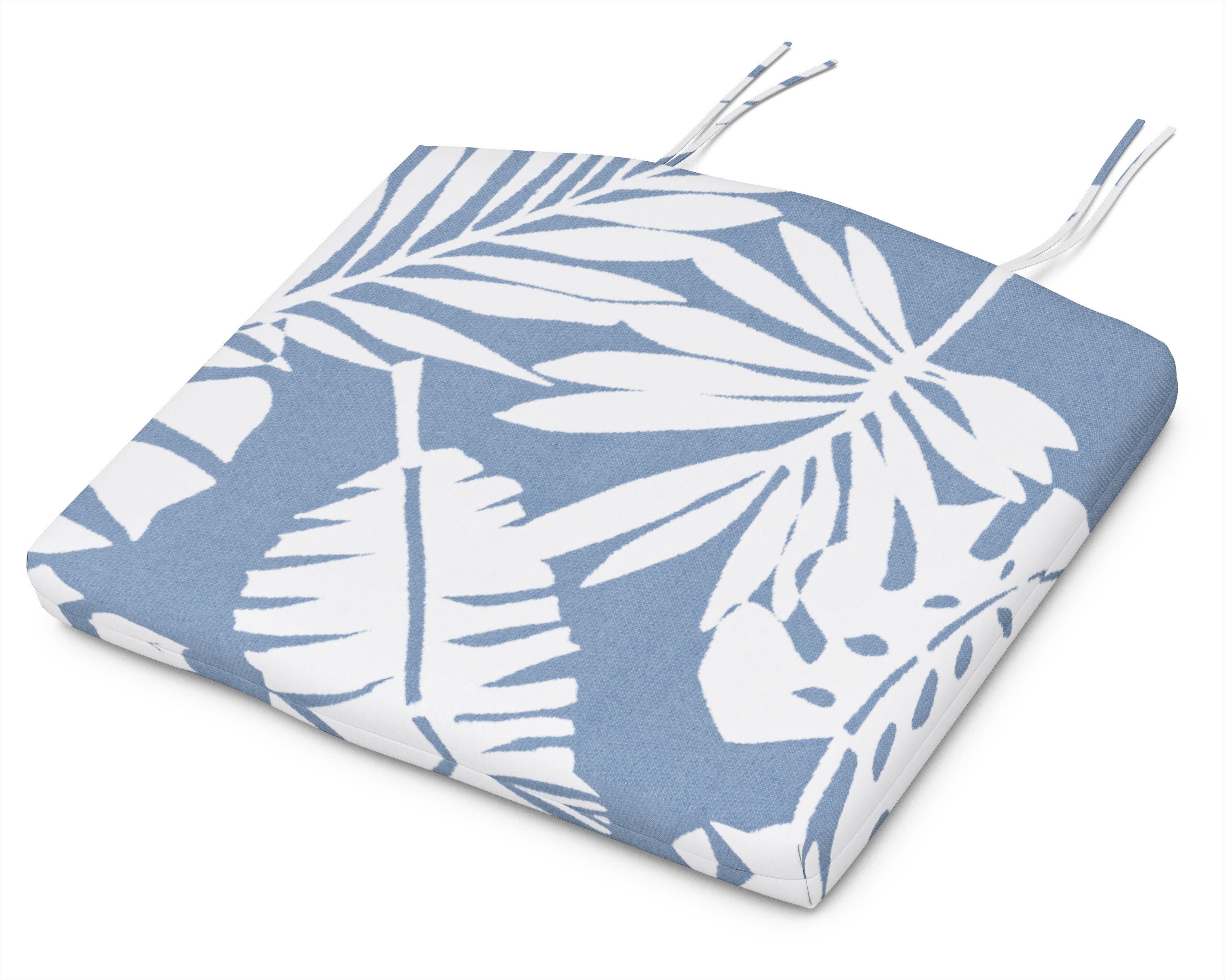 Standard Seat Cushion 18.5"D x 24"W x 2.5"H in Leaf Sky Blue