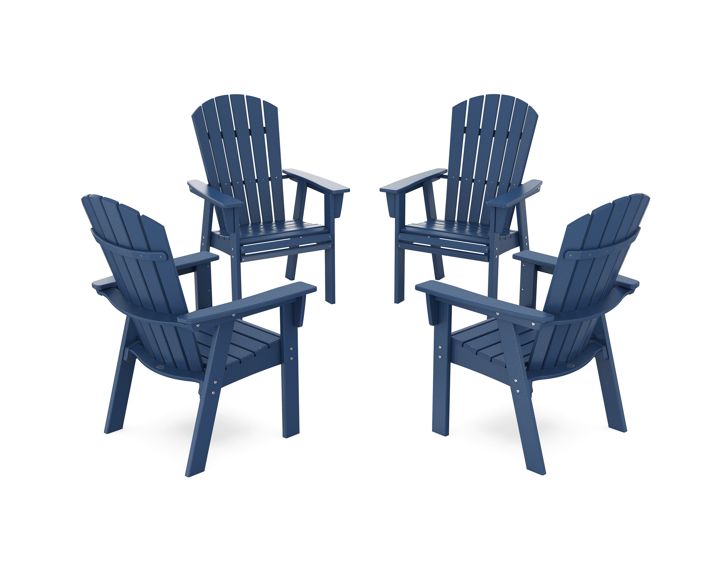 Nautical 4-Piece Curveback Upright Adirondack Conversation Set in Navy