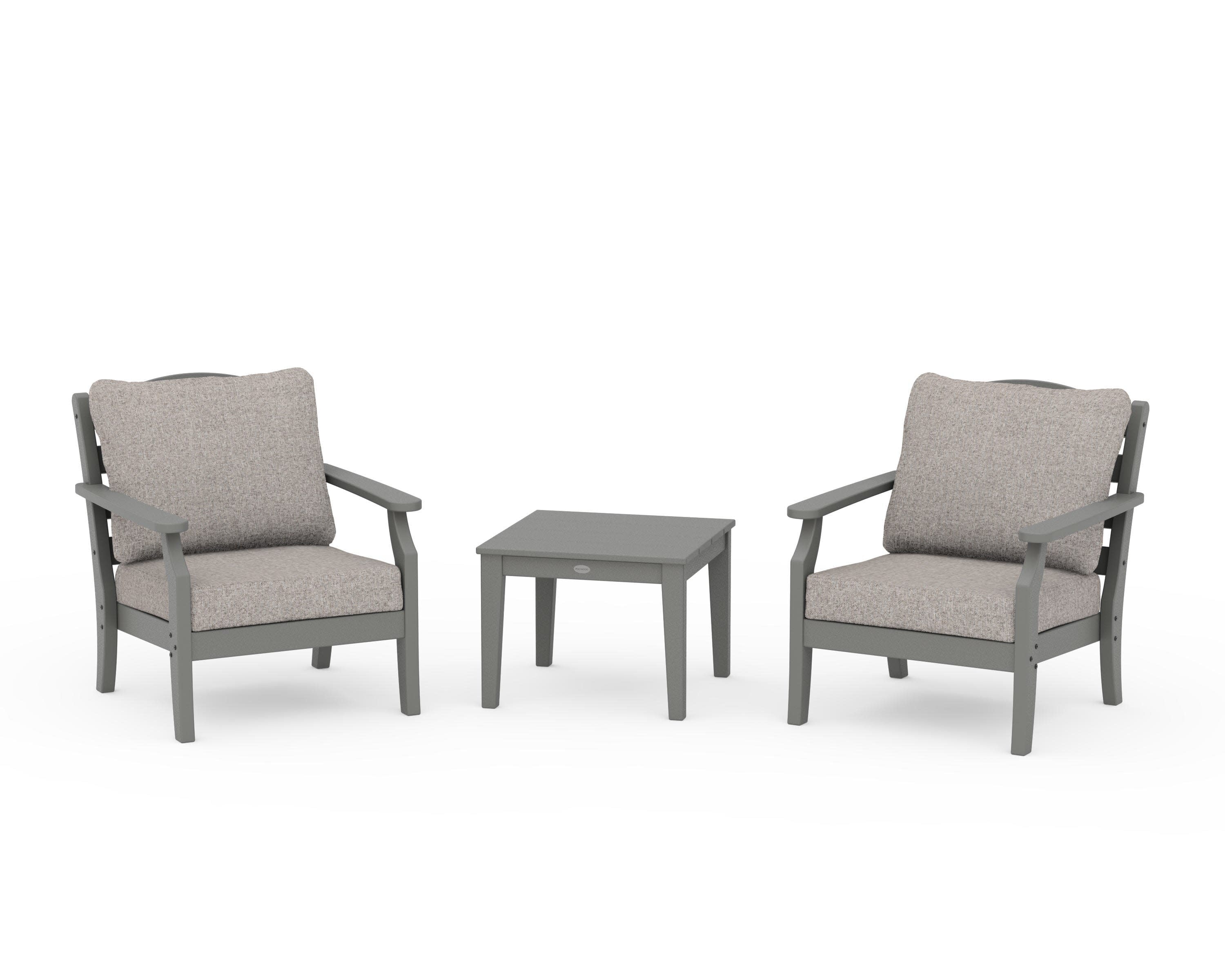 Savannah 3-Piece Deep Seating Set in Slate Grey / Weathered Tweed