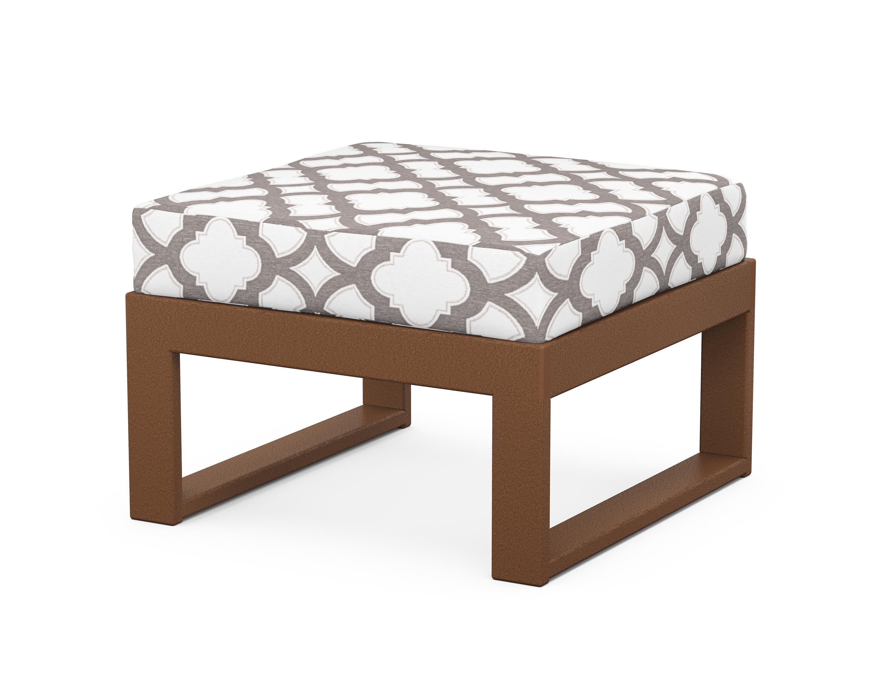 Modular Ottoman - Modern in Teak / Trellis Grey Mist