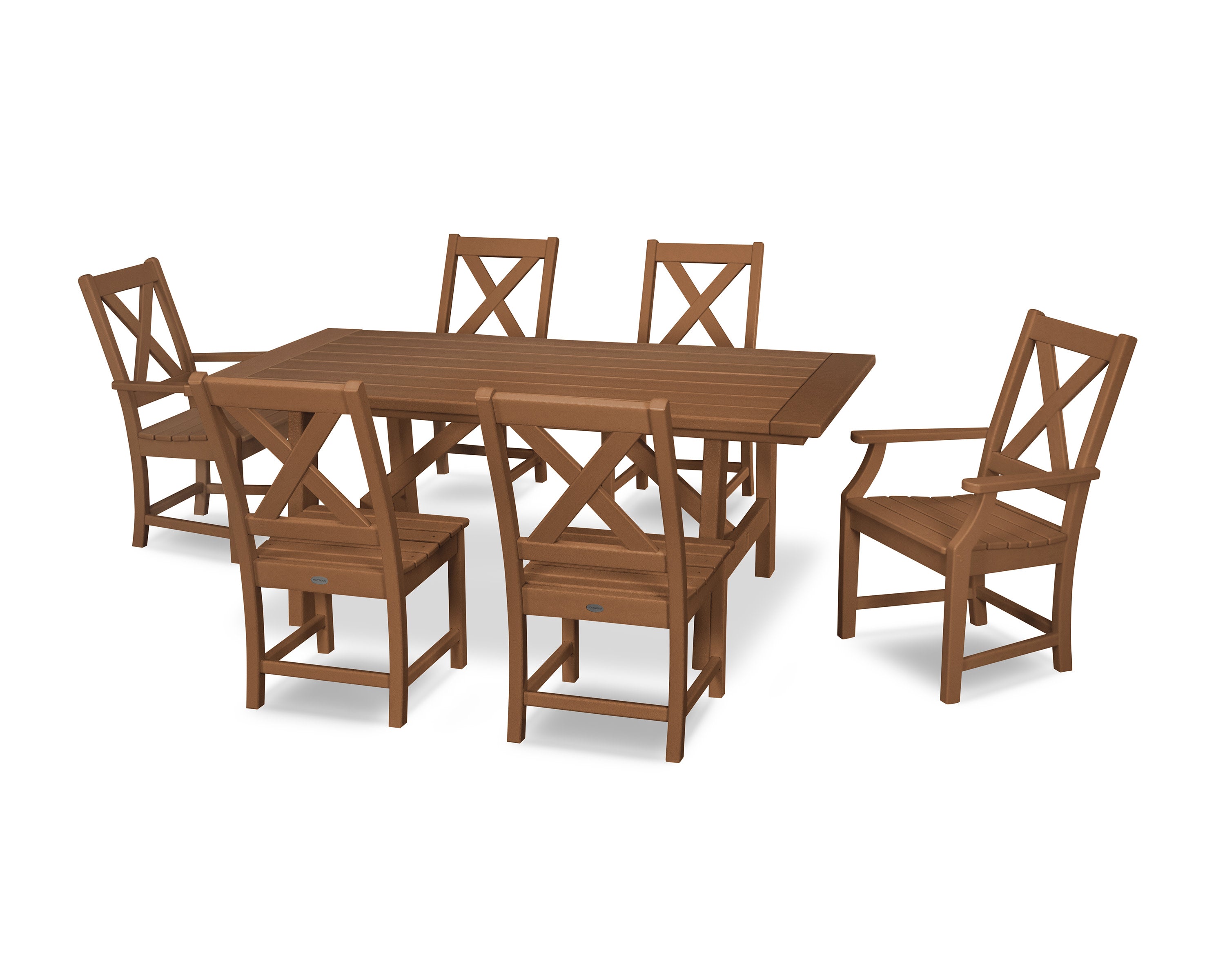 Braxton 7-Piece Rustic Farmhouse Dining Set in Teak