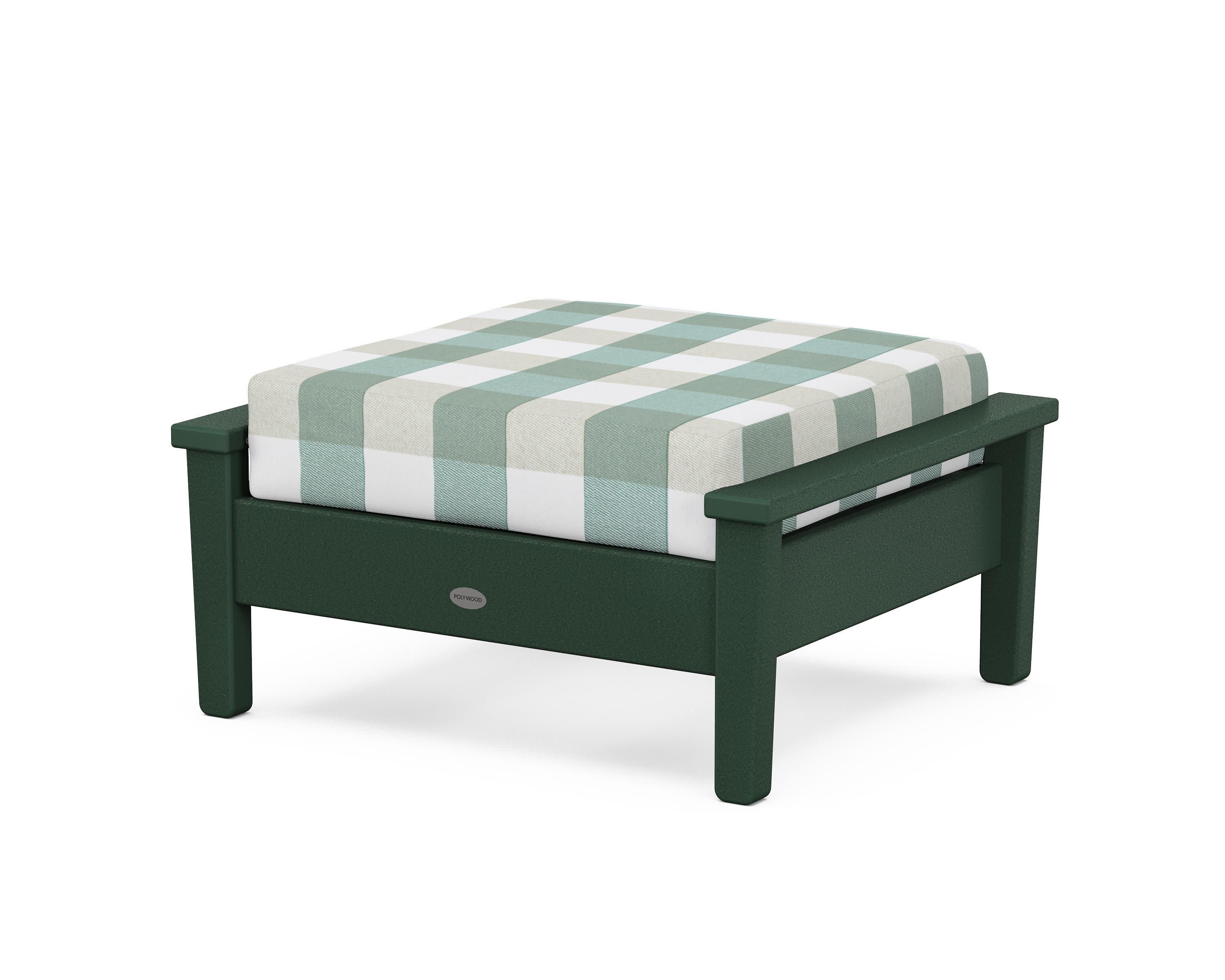 Prescott Deep Seating Ottoman in Green / Buffalo Plaid Glacier Spa