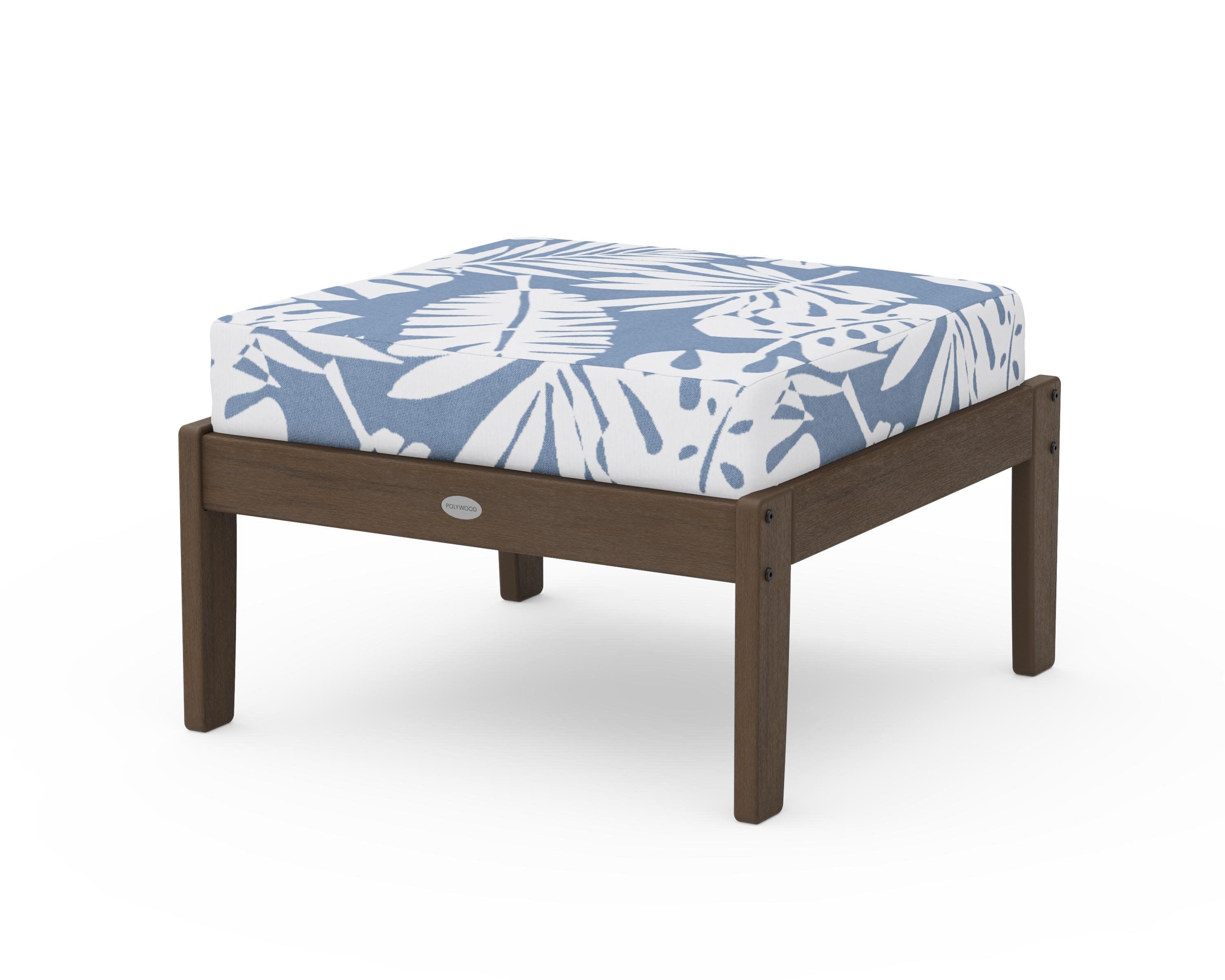 Braxton Deep Seating Ottoman in Kona / Leaf Sky Blue