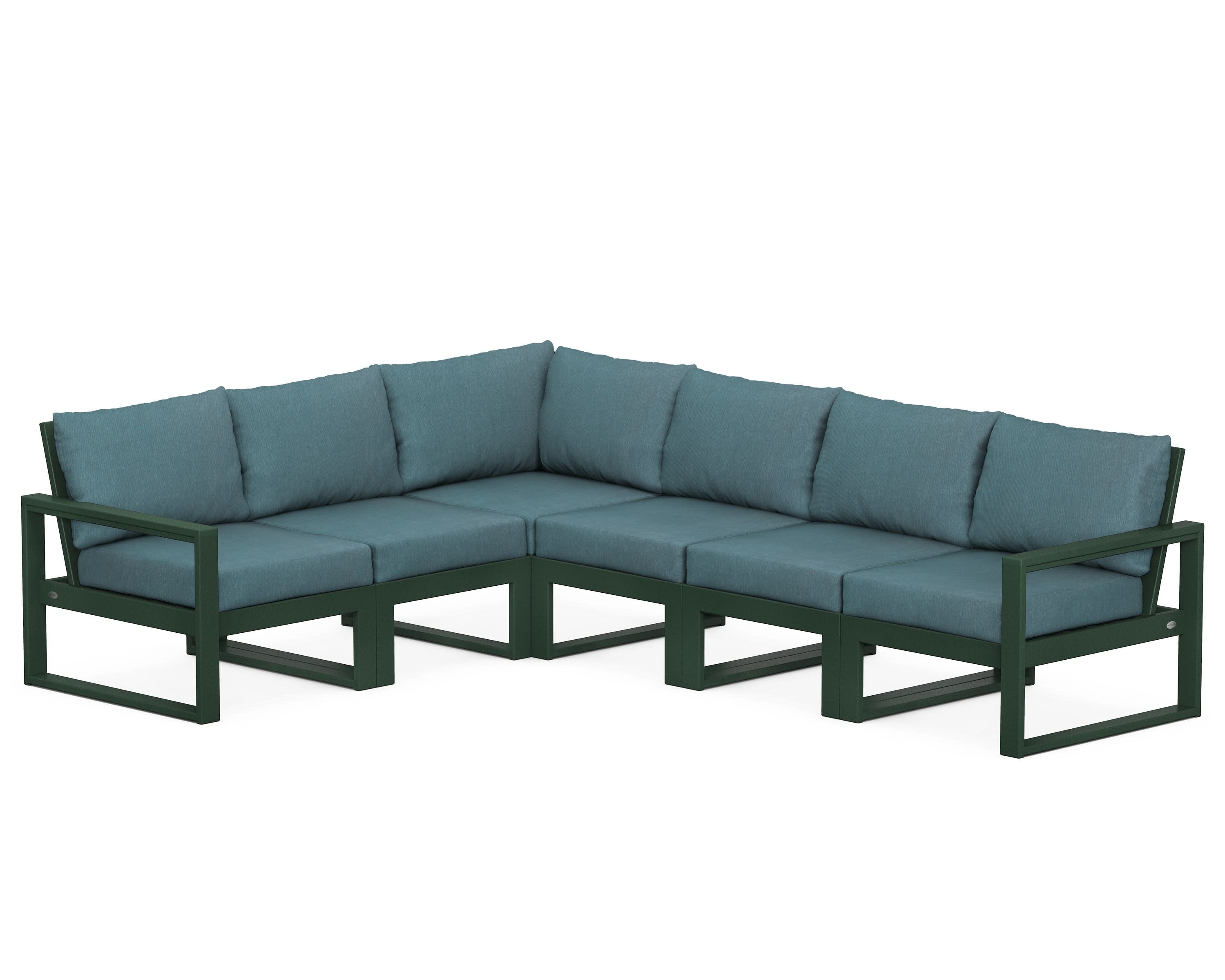 EDGE 6-Piece Modular Deep Seating Set in Green / Ocean Teal