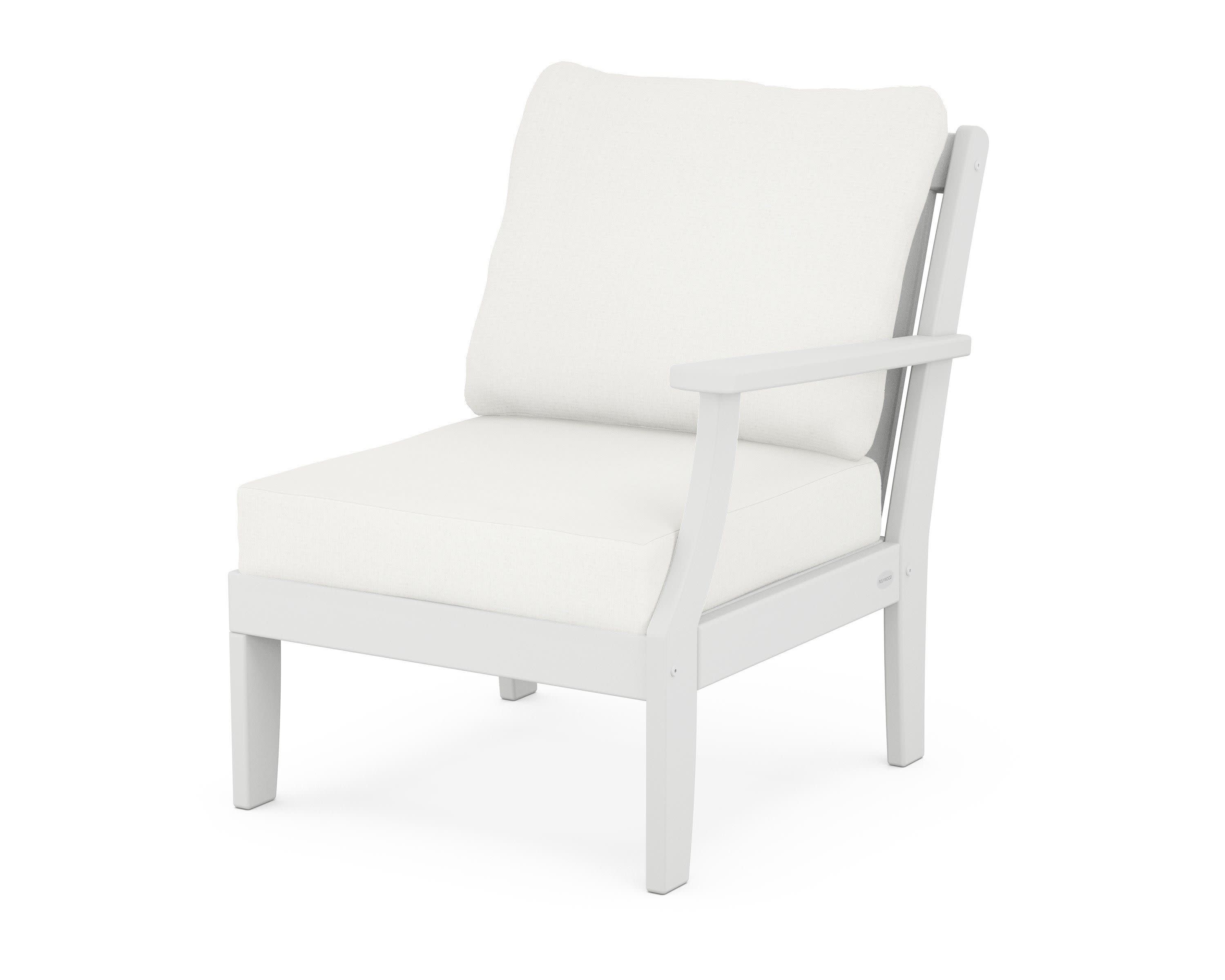 Braxton Modular Right Arm Chair in White / Natural Linen