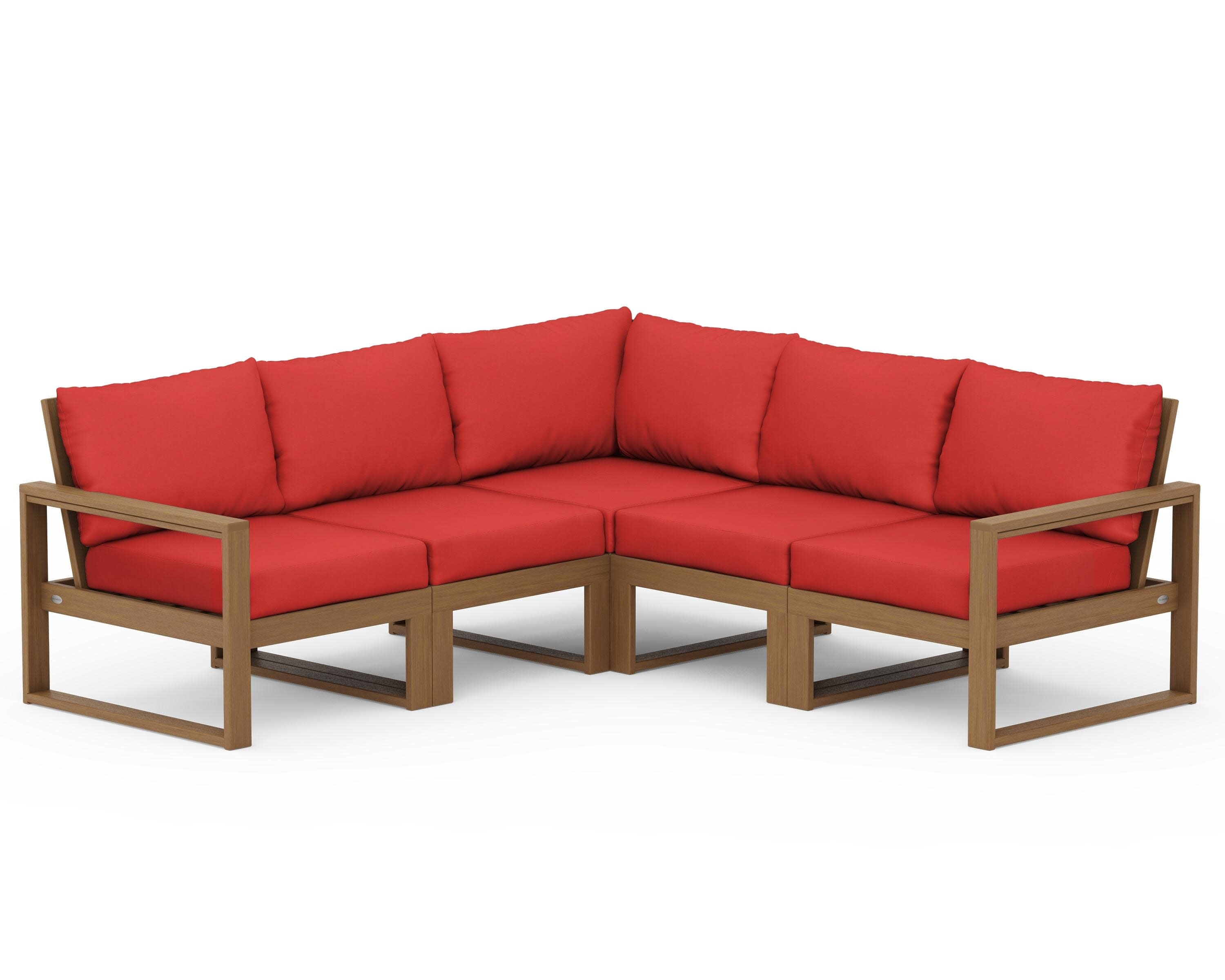 EDGE 5-Piece Modular Deep Seating Set in Natural / Crimson Linen