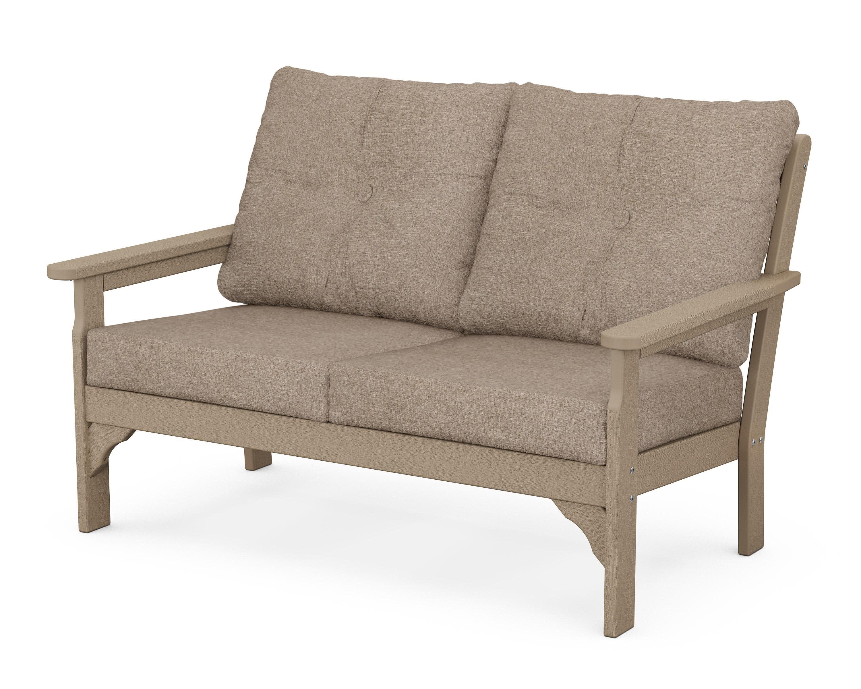 Vineyard Deep Seating Loveseat in Vintage Sahara / Spiced Burlap