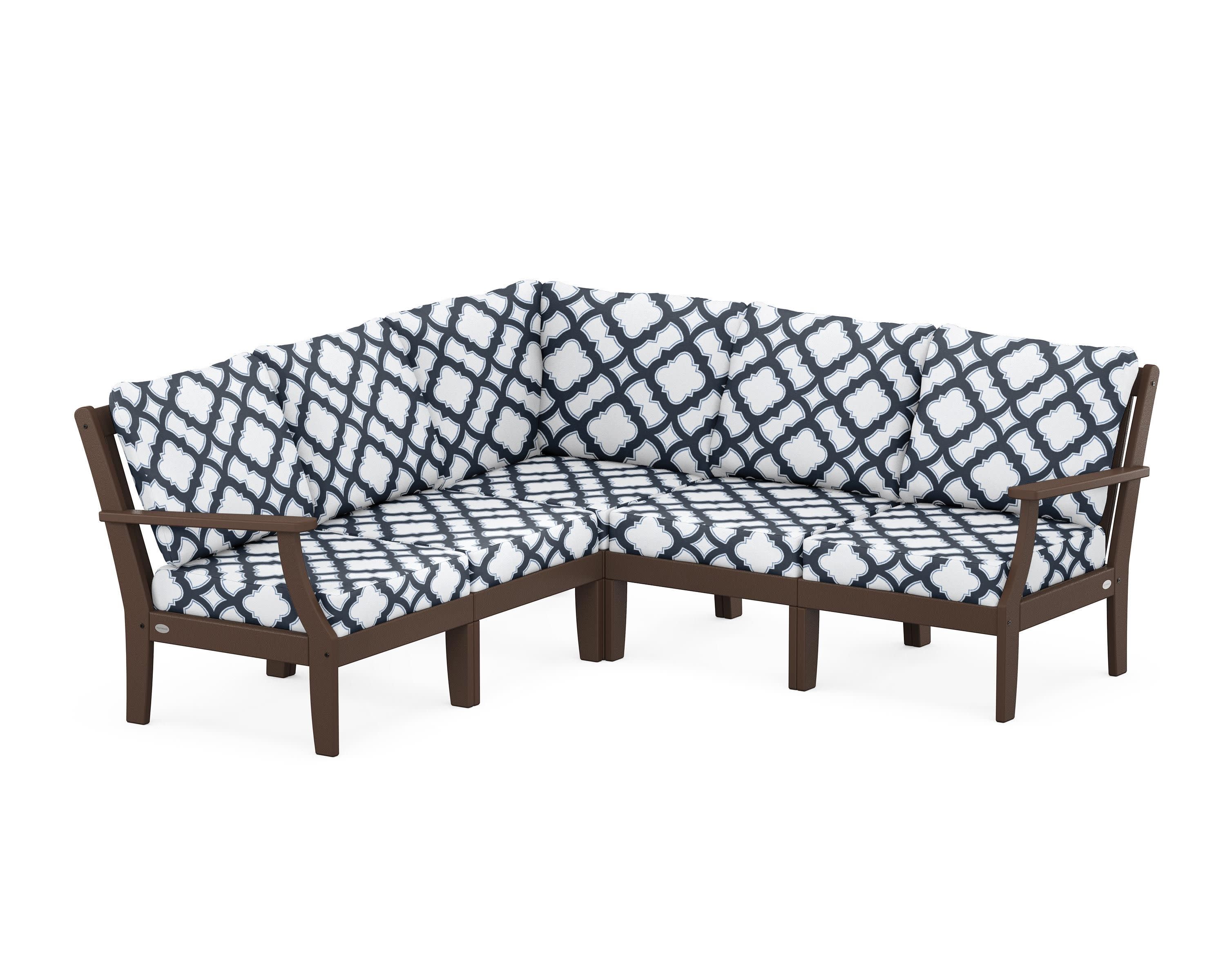 Braxton Modular 5-Piece Deep Seating Set in Mahogany / Trellis Marine Indigo