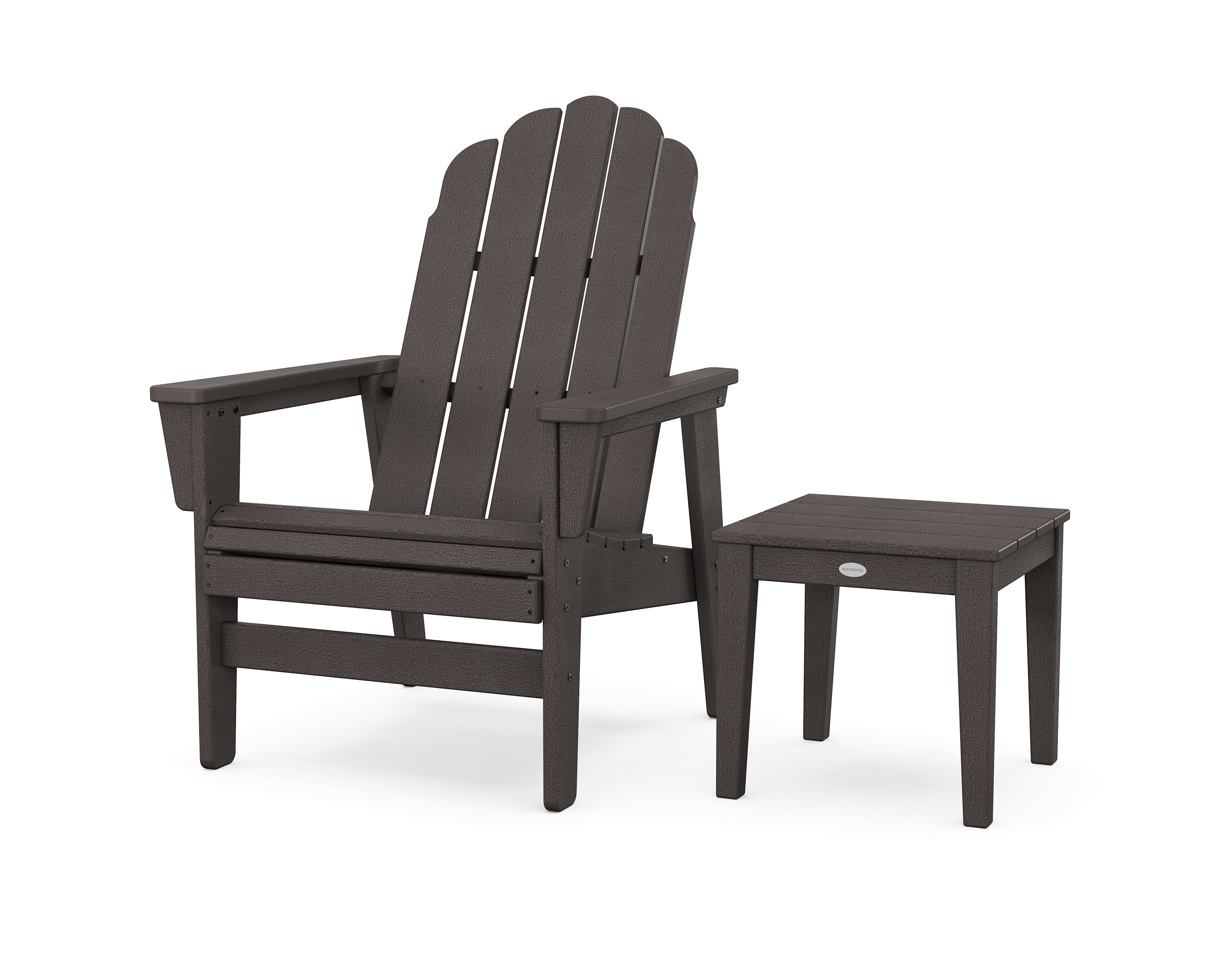 Vineyard Grand Upright Adirondack Chair with Side Table in Vintage Coffee