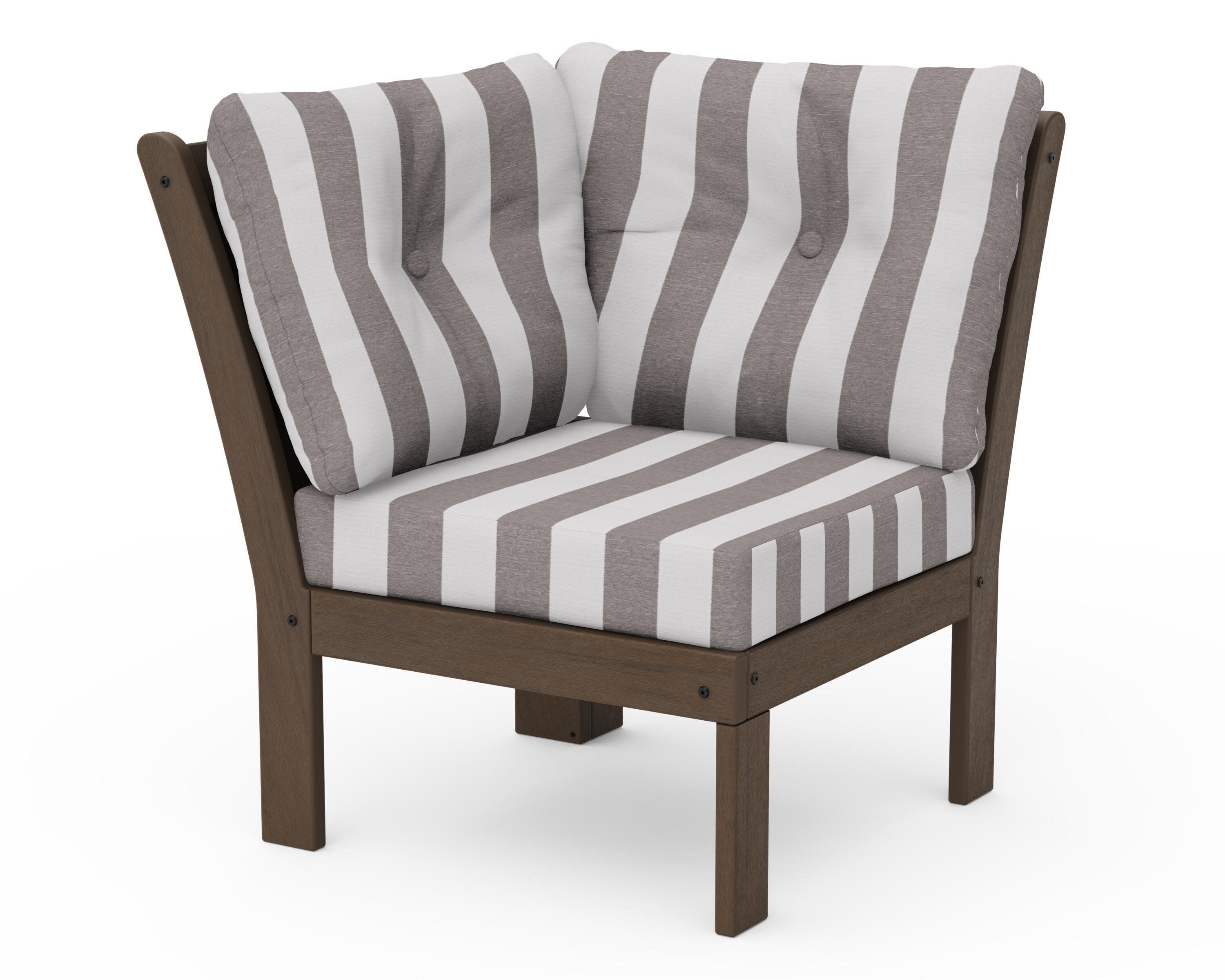 Vineyard Modular Corner Chair in Kona / Cabana Stripe Grey Mist