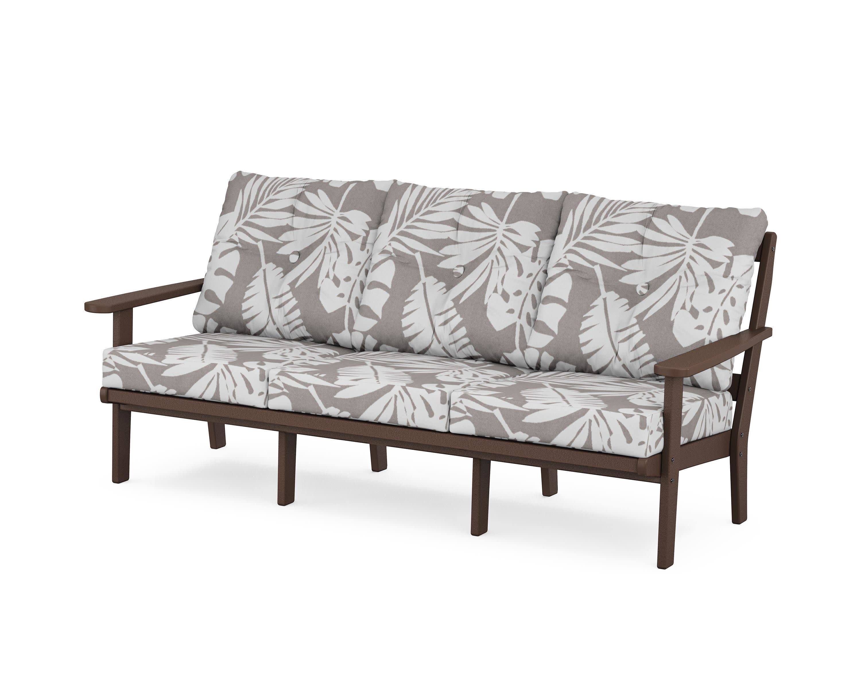 Mission Deep Seating Sofa in Mahogany / Leaf Grey Mist