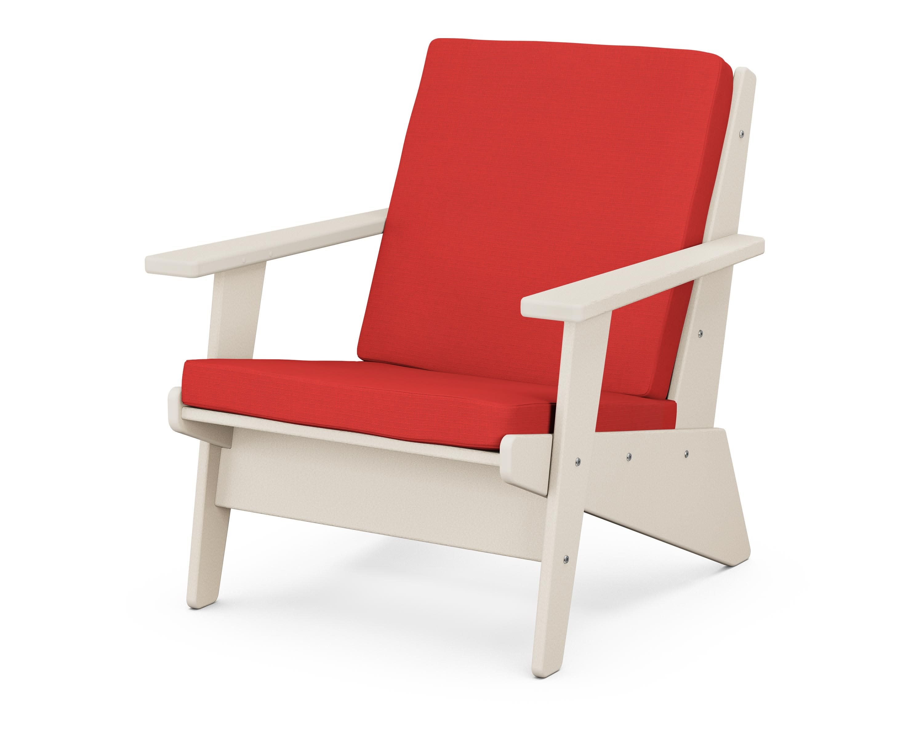 Riviera Modern Lounge Chair in Sand / Crimson Linen