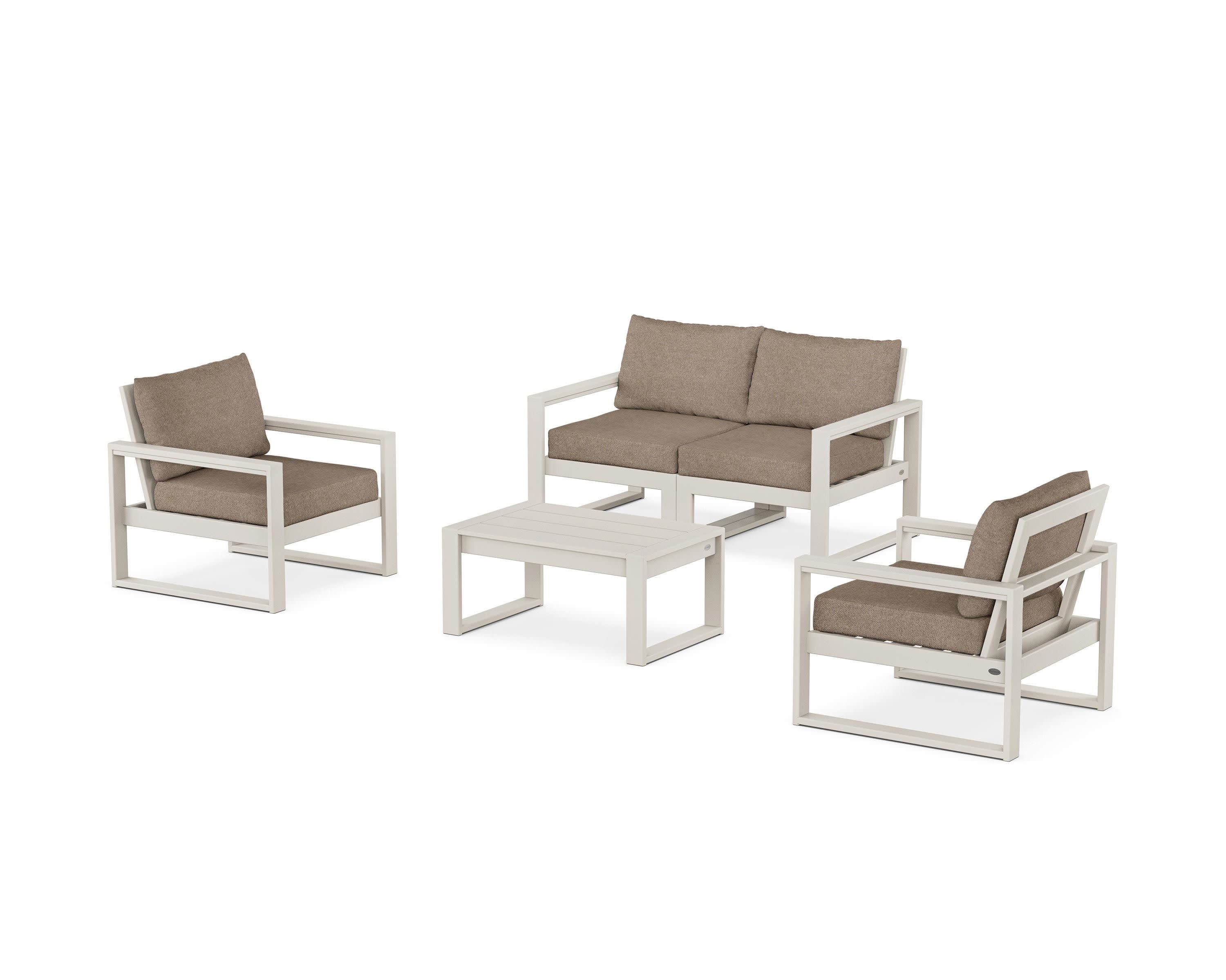 EDGE Sectional 4-Piece Deep Seating Set with Loveseat in Sand / Spiced Burlap