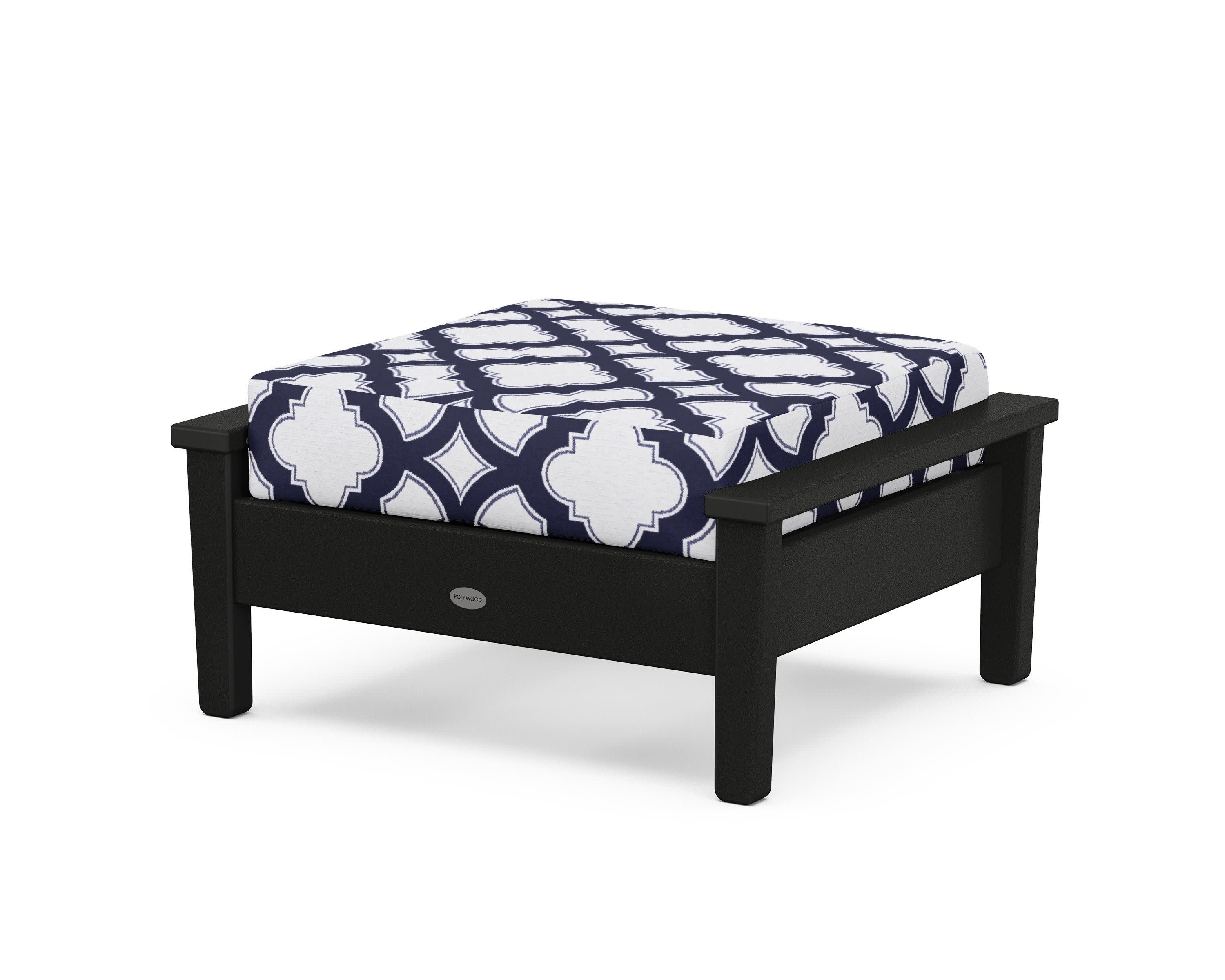 Prescott Deep Seating Ottoman in Black / Trellis Navy