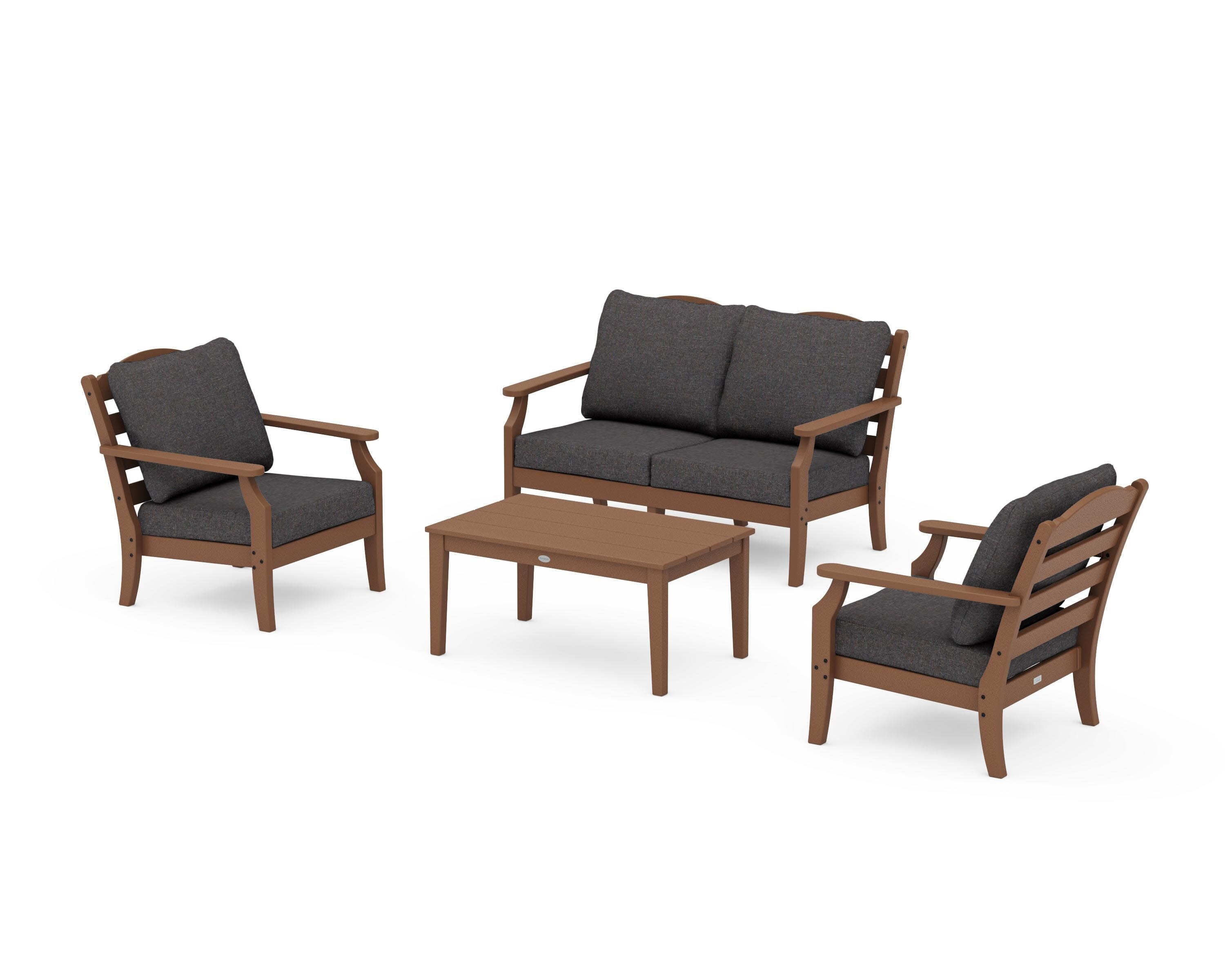 Savannah 4-Piece Deep Seating Set with Loveseat in Teak / Ash Charcoal