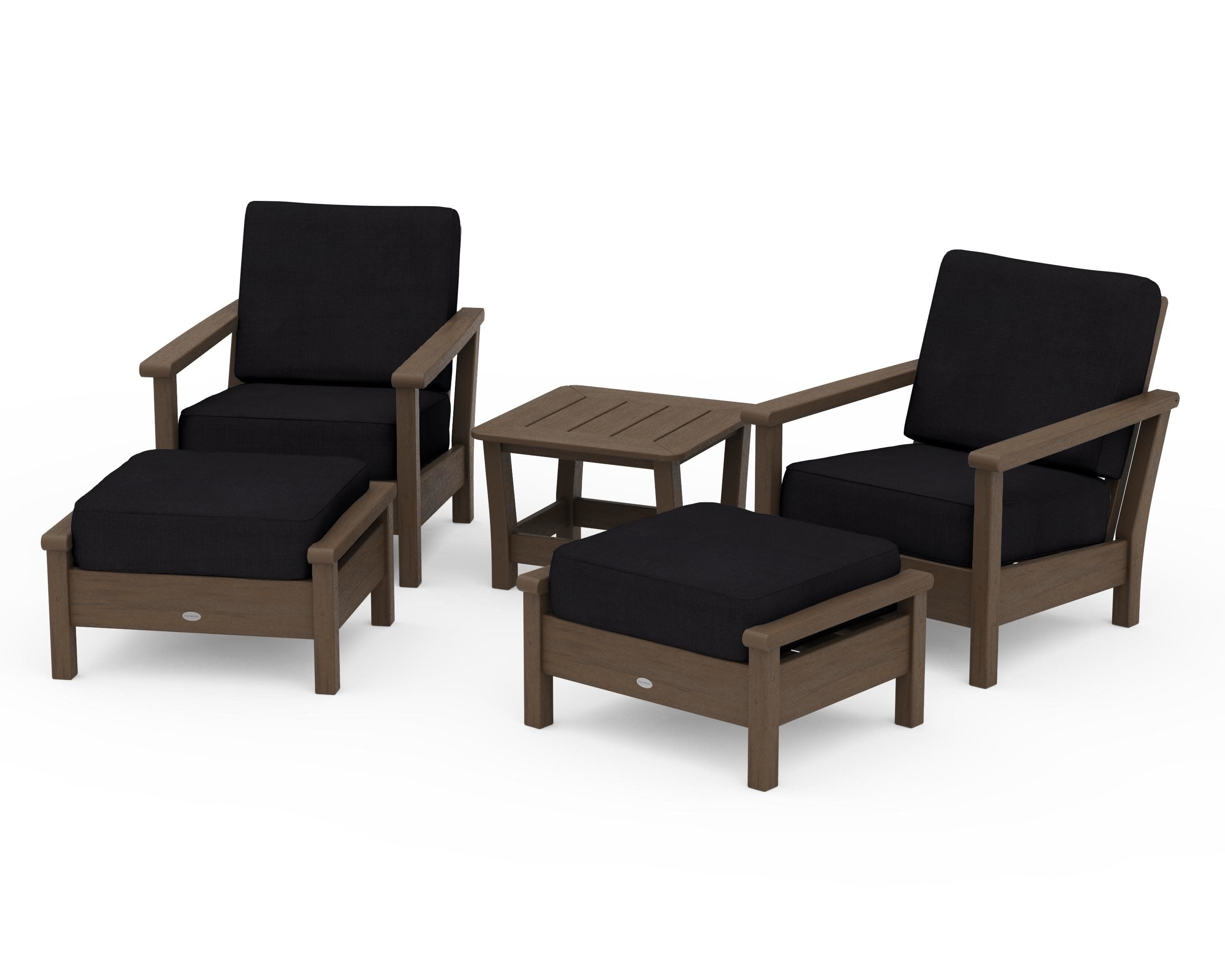 Harbour 5-Piece Deep Seating Chair Set in Kona / Midnight Linen
