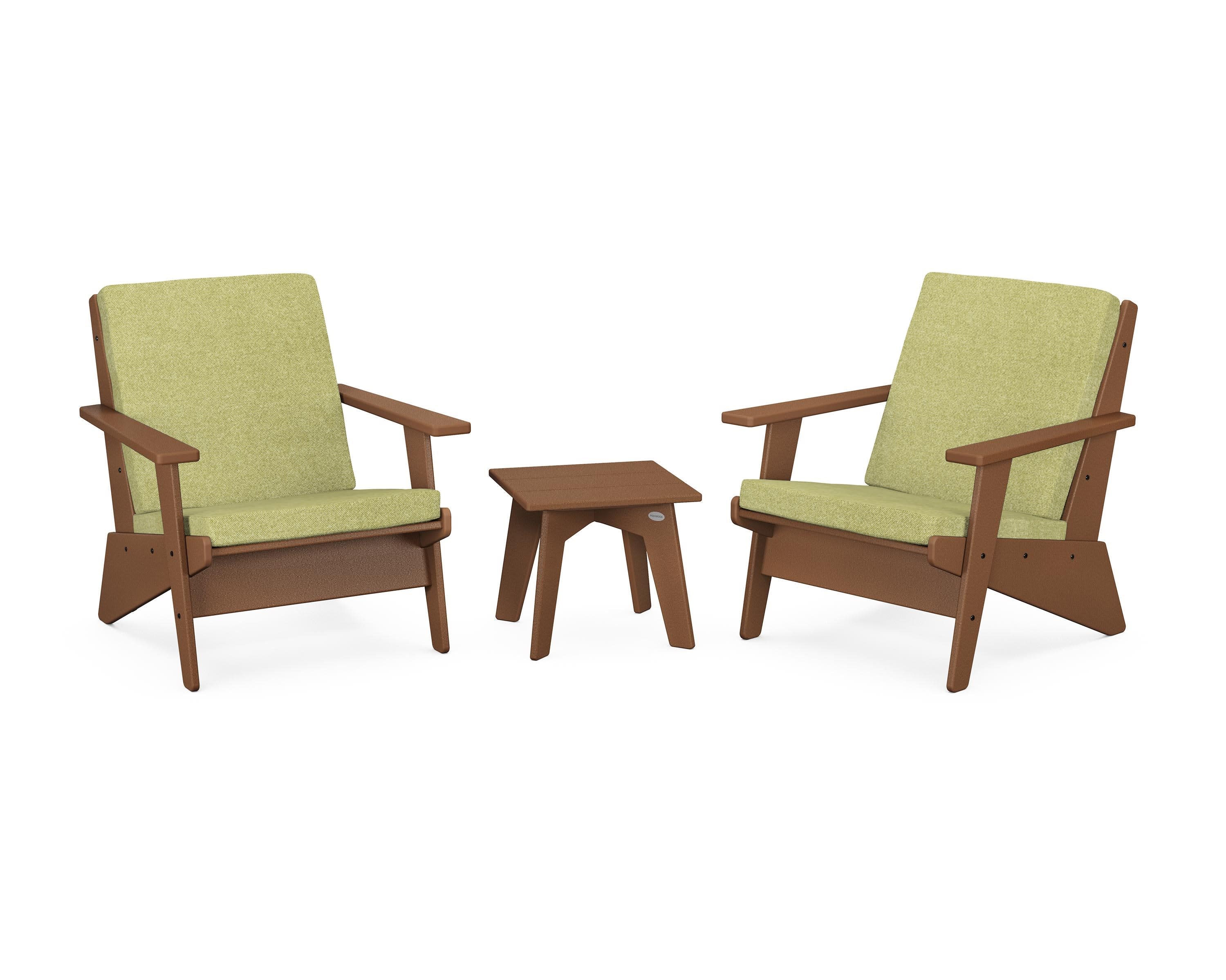 Riviera Modern Lounge 3-Piece Set in Teak / Chartreuse Boucle