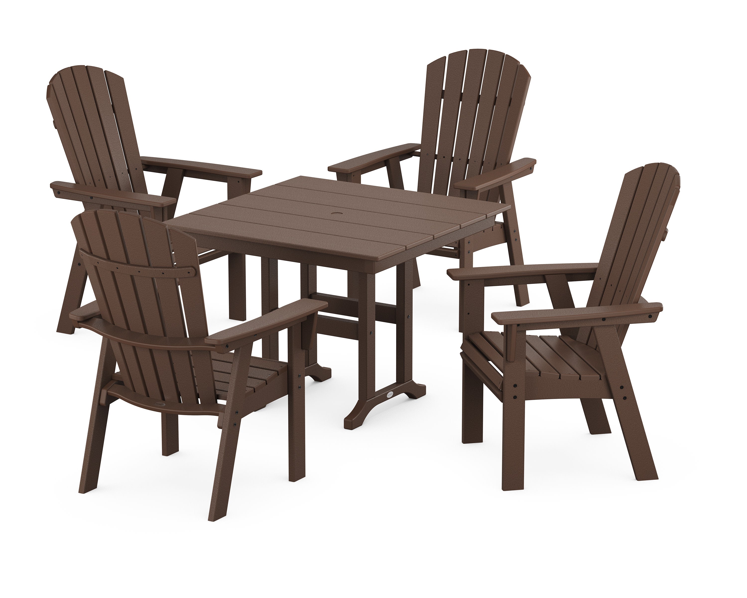 Nautical Curveback Adirondack 5-Piece Farmhouse Dining Set in Mahogany