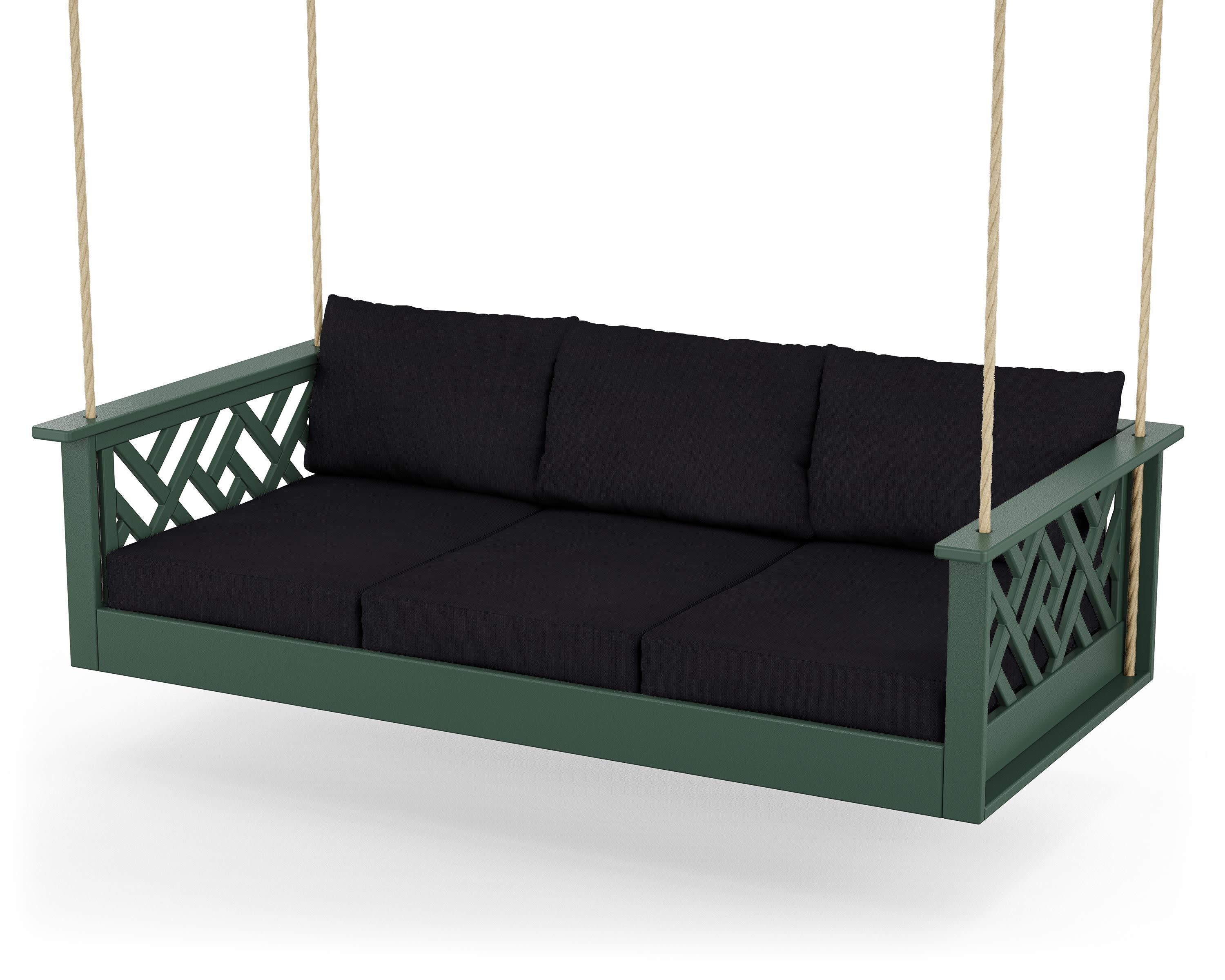 Chippendale Daybed Swing in Green / Midnight Linen